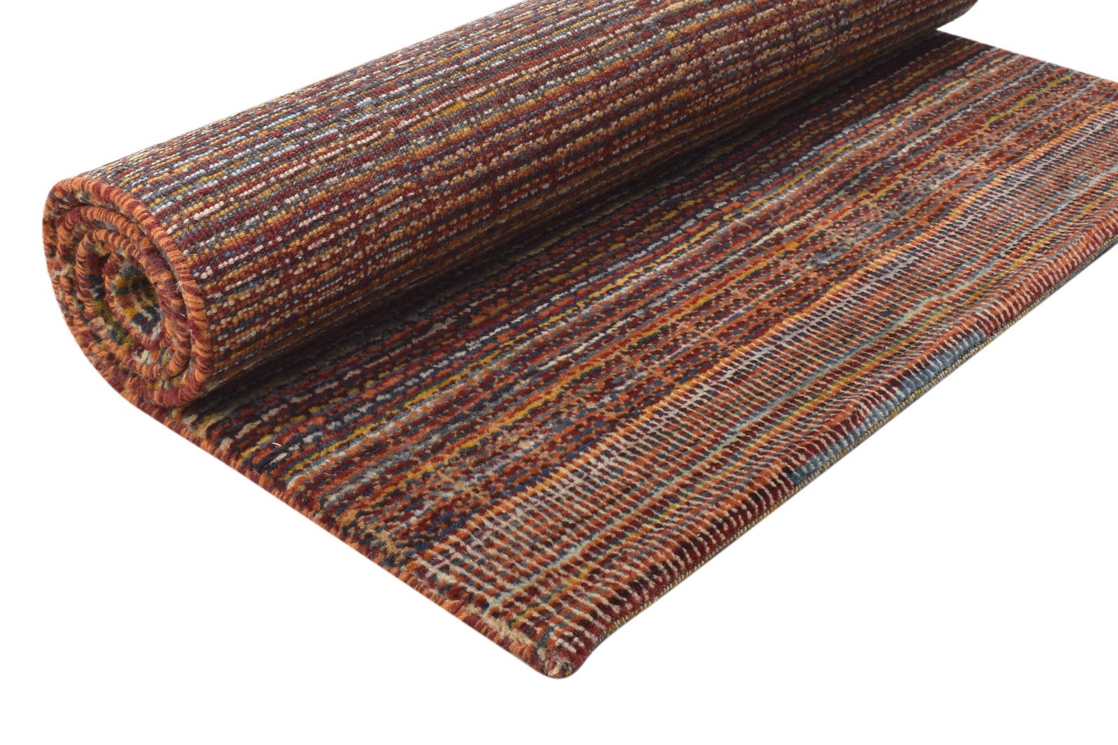 Sam Red Wool Rug 3' X 5' Modern Hand Knotted Bohemian Striped   7864173854869