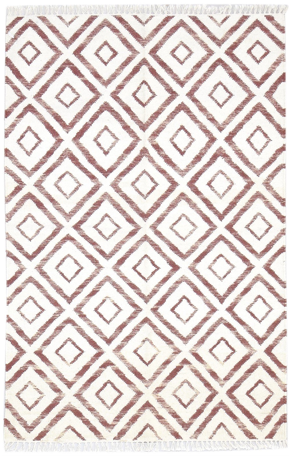Red Wool Rug 4' X 6' Modern Dhurrie Scandinavian Trellis Room Size Carpet   7864387240085