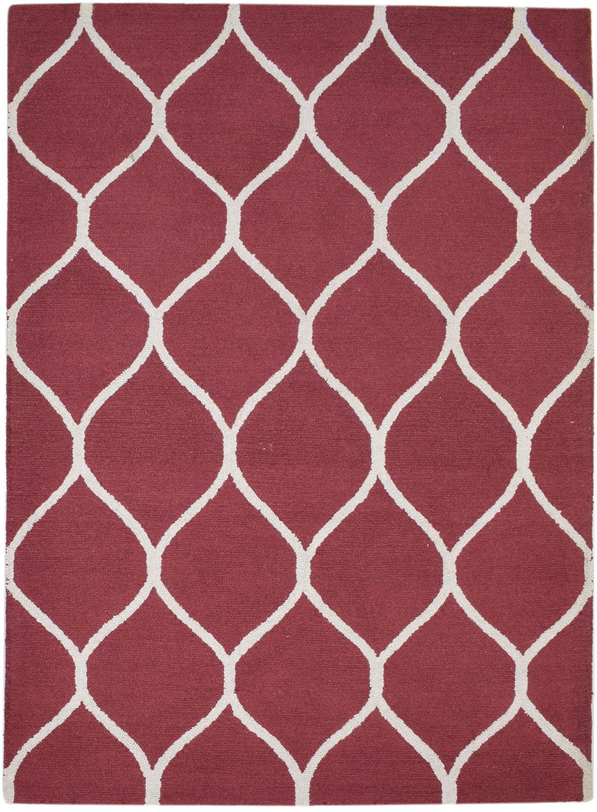 Red Wool Rug 5' X 7' Modern Hand Tufted Moroccan Trellis Room Size Carpet   7860705722517