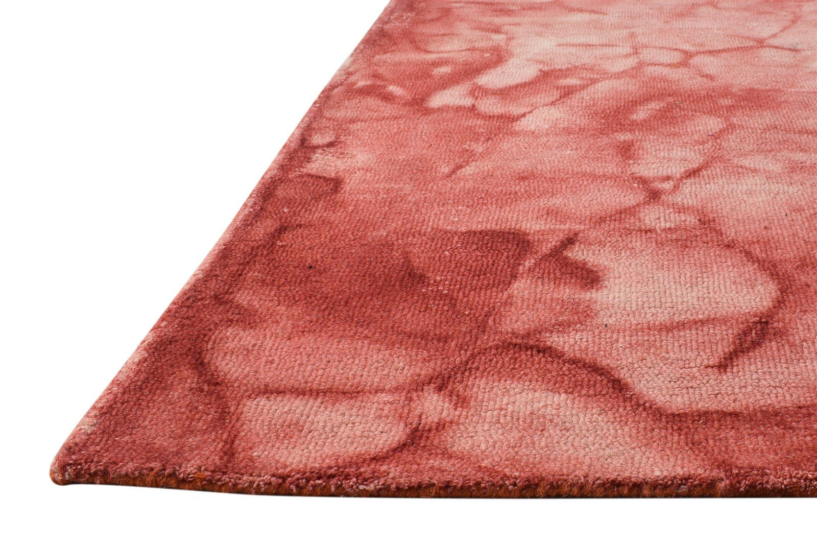 Red Wool Rug 5' X 8' Modern Hand Tufted Shibori Tie Dye Room Size Carpet   7865173508245
