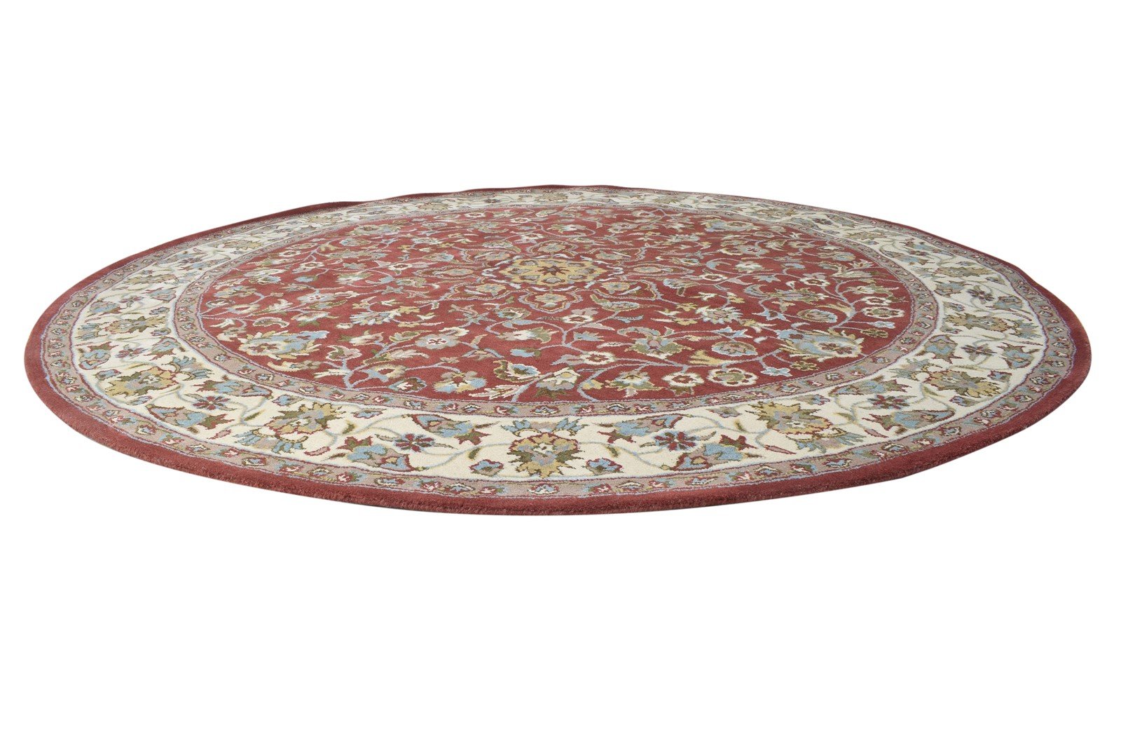 Red Wool Rug 8' X 8' Persian Hand Tufted Kashan Oriental Large Round   7864859033749