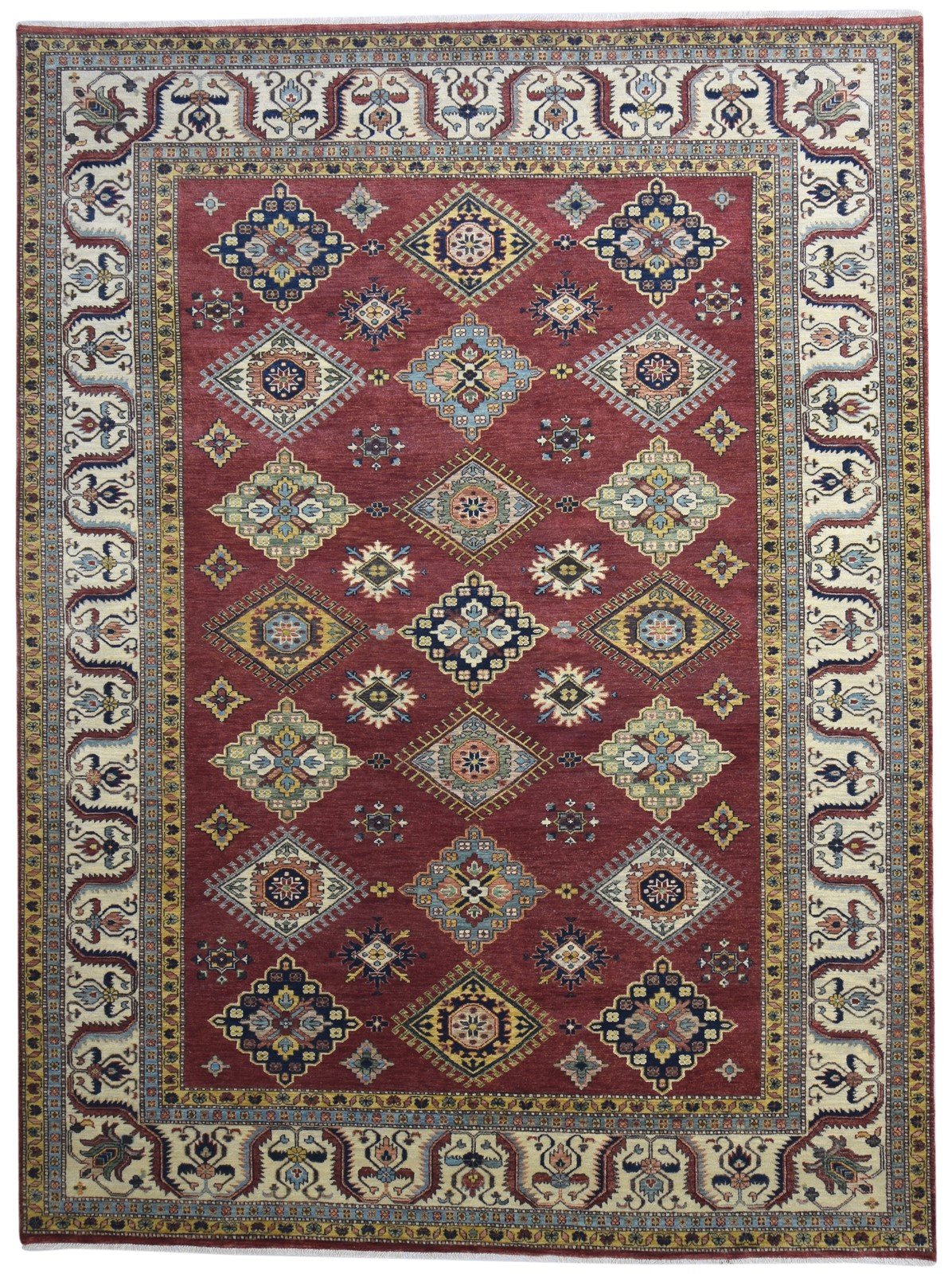 Red Wool Rug 9' X 12' Persian Hand Knotted Kazak Oriental Large Carpet   7864770298005