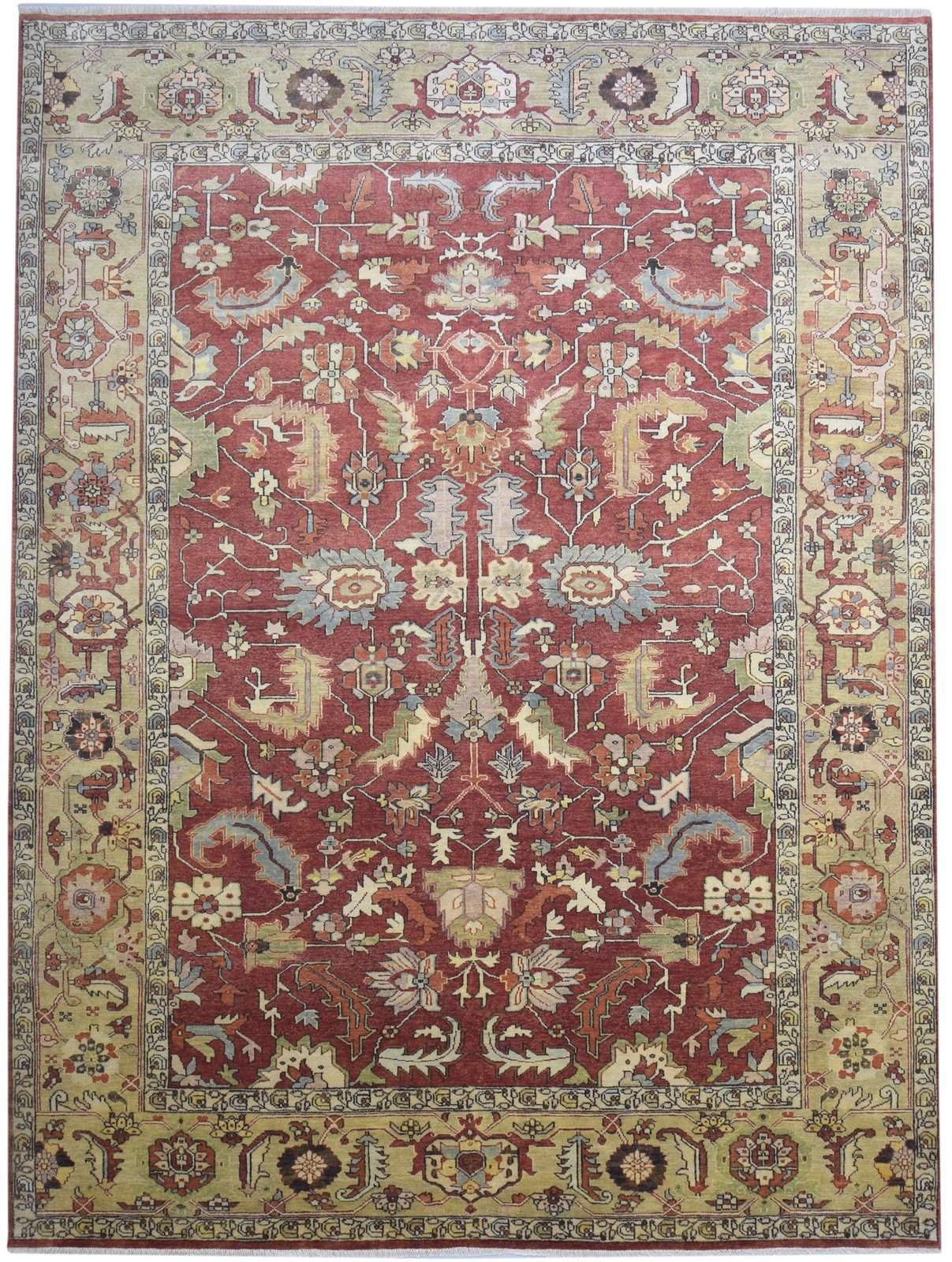 Red Wool Rug 9' X 12' Persian Hand Knotted Mughal Oriental Extra Large Carpet   7864194367637