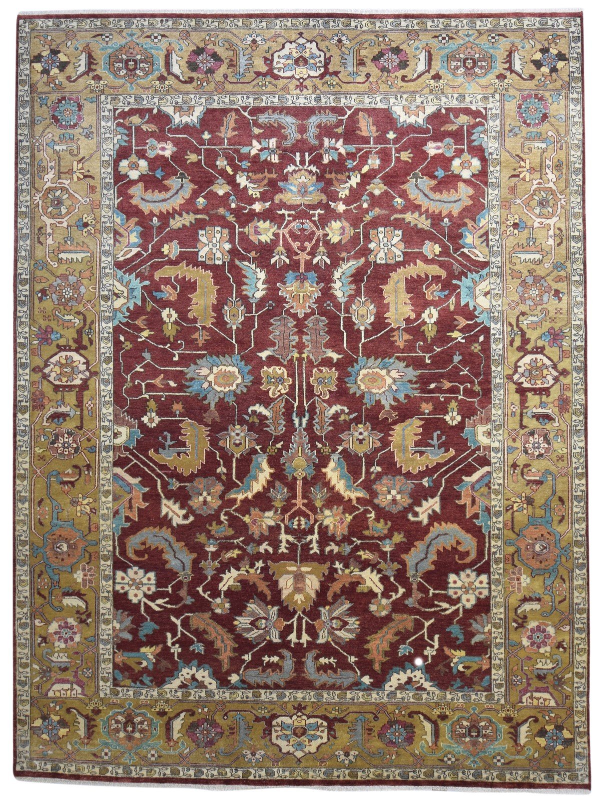 Red Wool Rug 9' X 12' Persian Hand Knotted Mughal Oriental Large Carpet   7864200495253