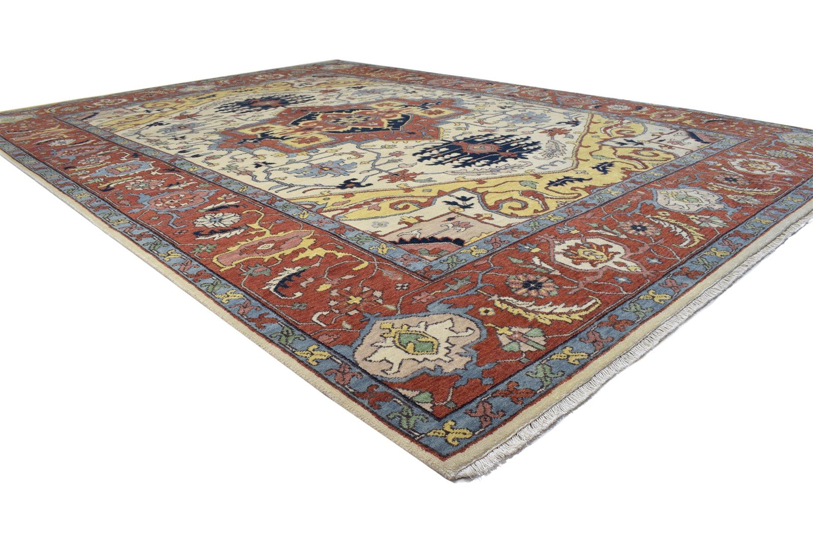 Red Wool Rug 9' X 12' Persian Hand Knotted Serapi Oriental Large Carpet   7864195350677