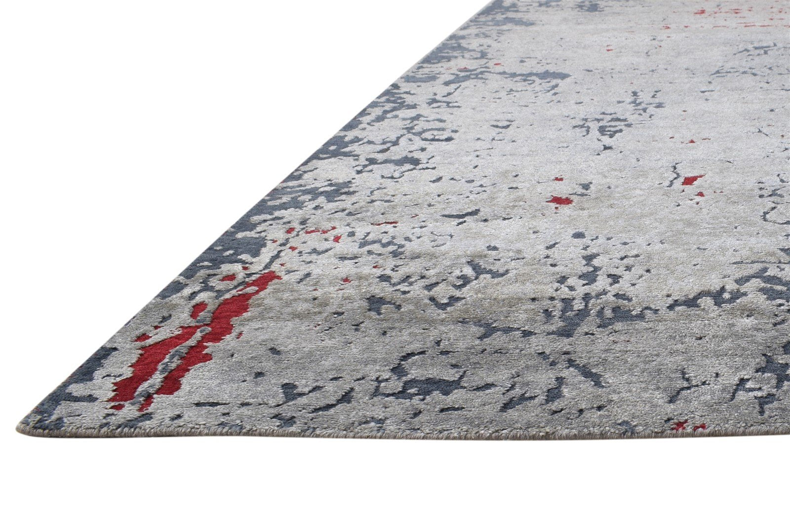 Red Wool / Silk Rug 8' X 10' Modern Hand Knotted Indian Abstract Large Carpet   7864363057301