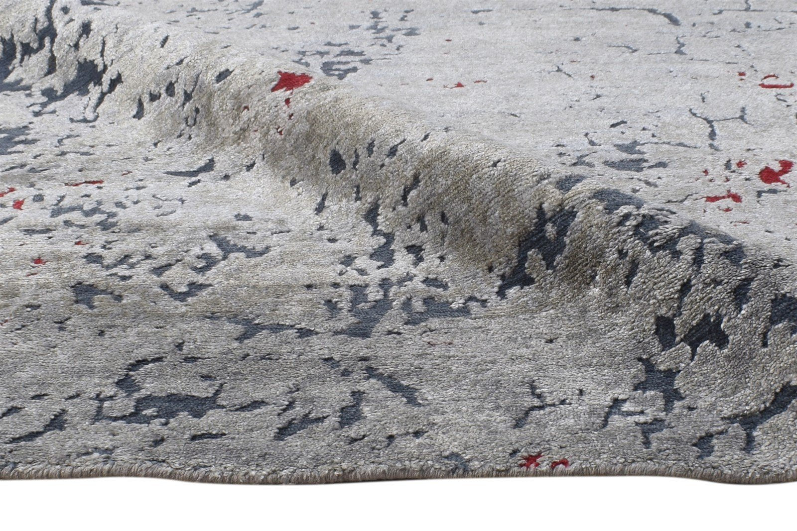 Red Wool / Silk Rug 8' X 10' Modern Hand Knotted Indian Abstract Large Carpet   7864363057301