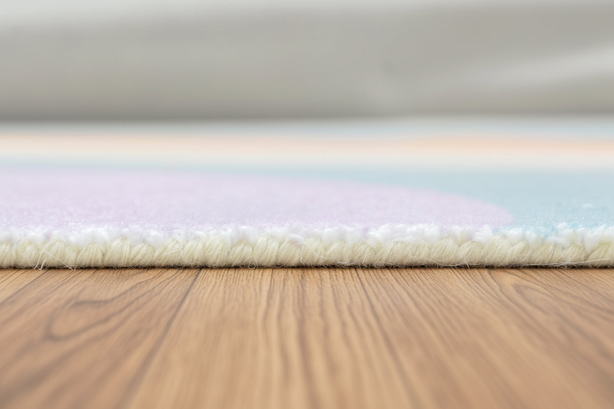 Retro Blue Pastel Rainbow Wave Area Rug – Handmade Kids Nursery Soft Rug   9030842712213