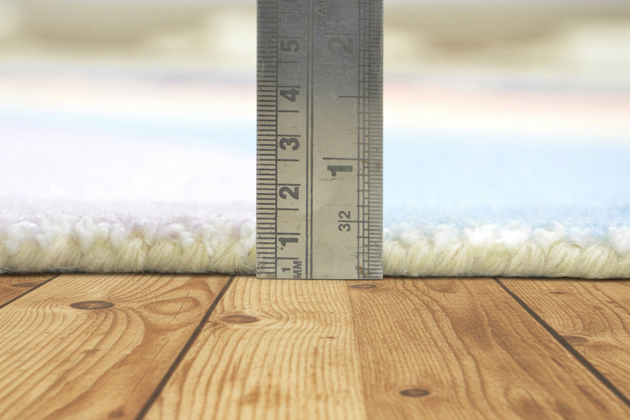 Retro Navy Blue Pastel Rainbow Wave Area Rug – Handmade Kids Nursery Rug   9033301229717