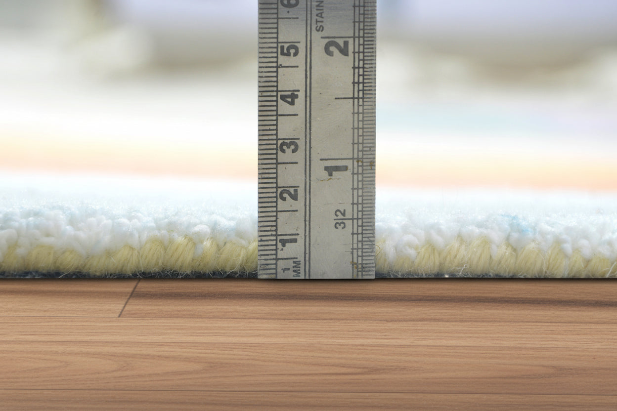 Retro Sky Blue Pastel Rainbow Wave Area Rug – Handmade Kids Nursery Soft Rug   9032017576085