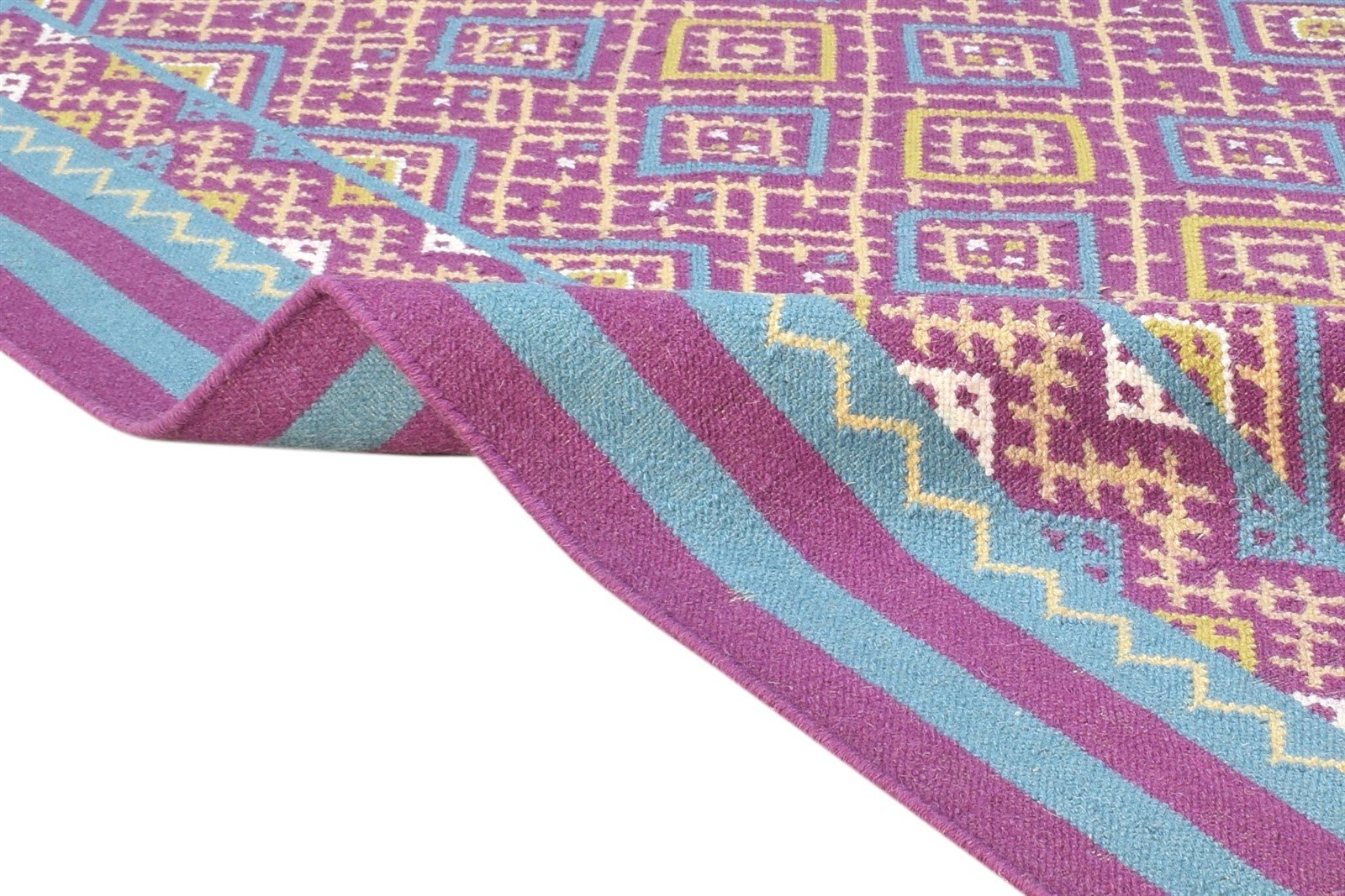 Rhona Purple Wool Rug 3' X 3' Persian Dhurrie Bokhara Oriental   7865080053909