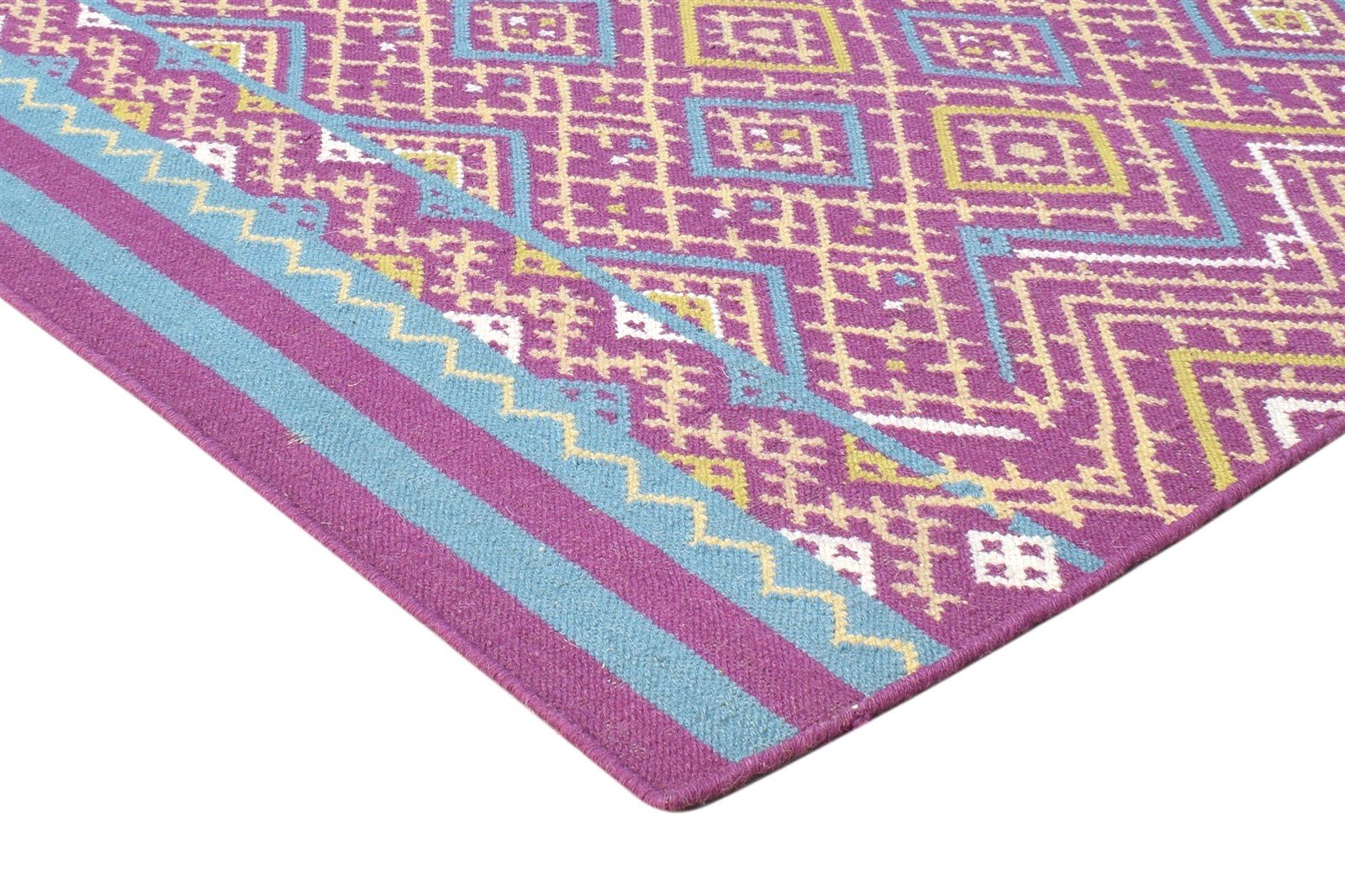 Rhona Purple Wool Rug 3' X 3' Persian Dhurrie Bokhara Oriental   7865080053909
