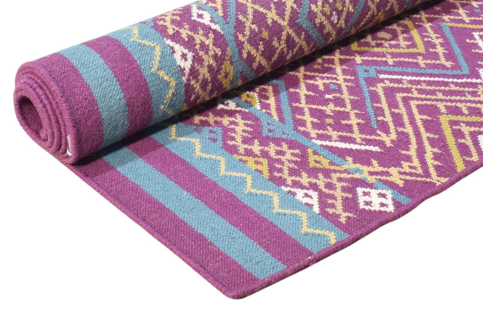 Rhona Purple Wool Rug 3' X 3' Persian Dhurrie Bokhara Oriental   7865080053909