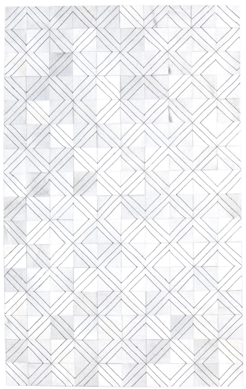 Rona White Handmade Leather Diamond Rug | Modern Patchwork Cowhide Ara Rug