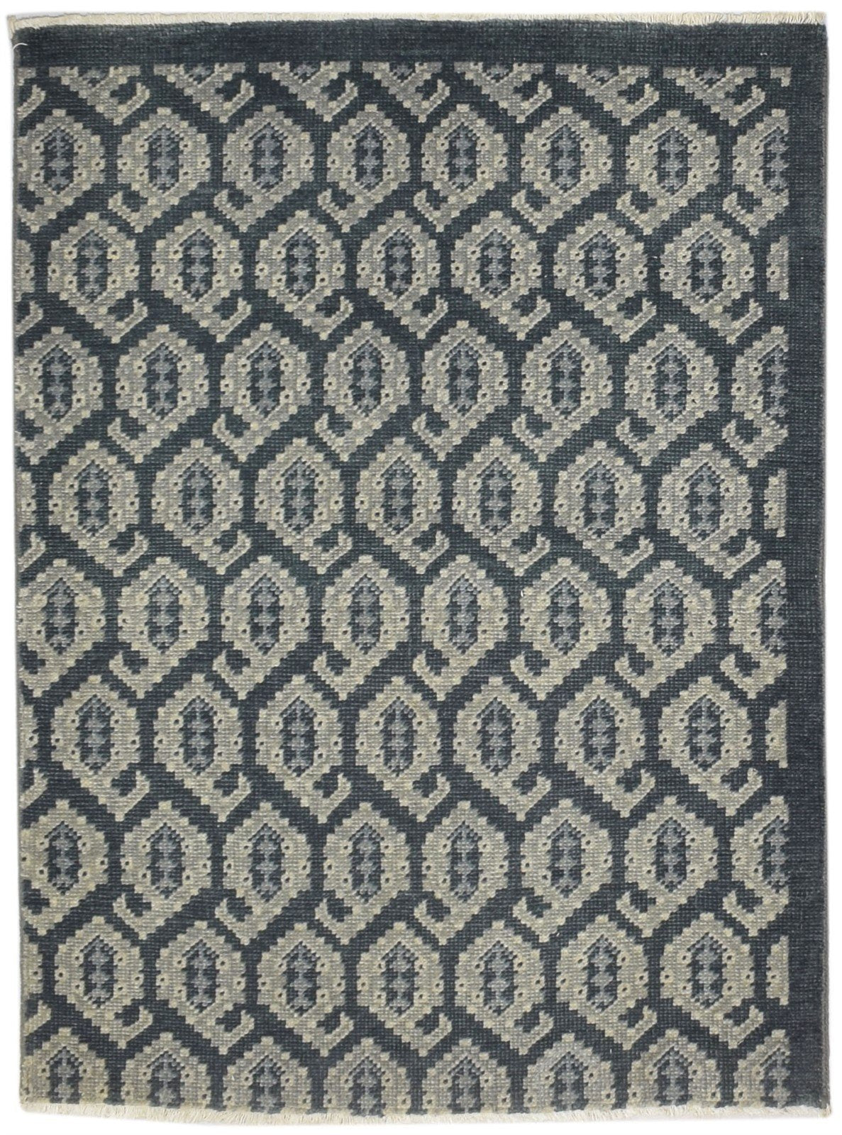 Wool Black Rug 3' X 4' Persien Hand Knotted Bokhara Oriental Room Size