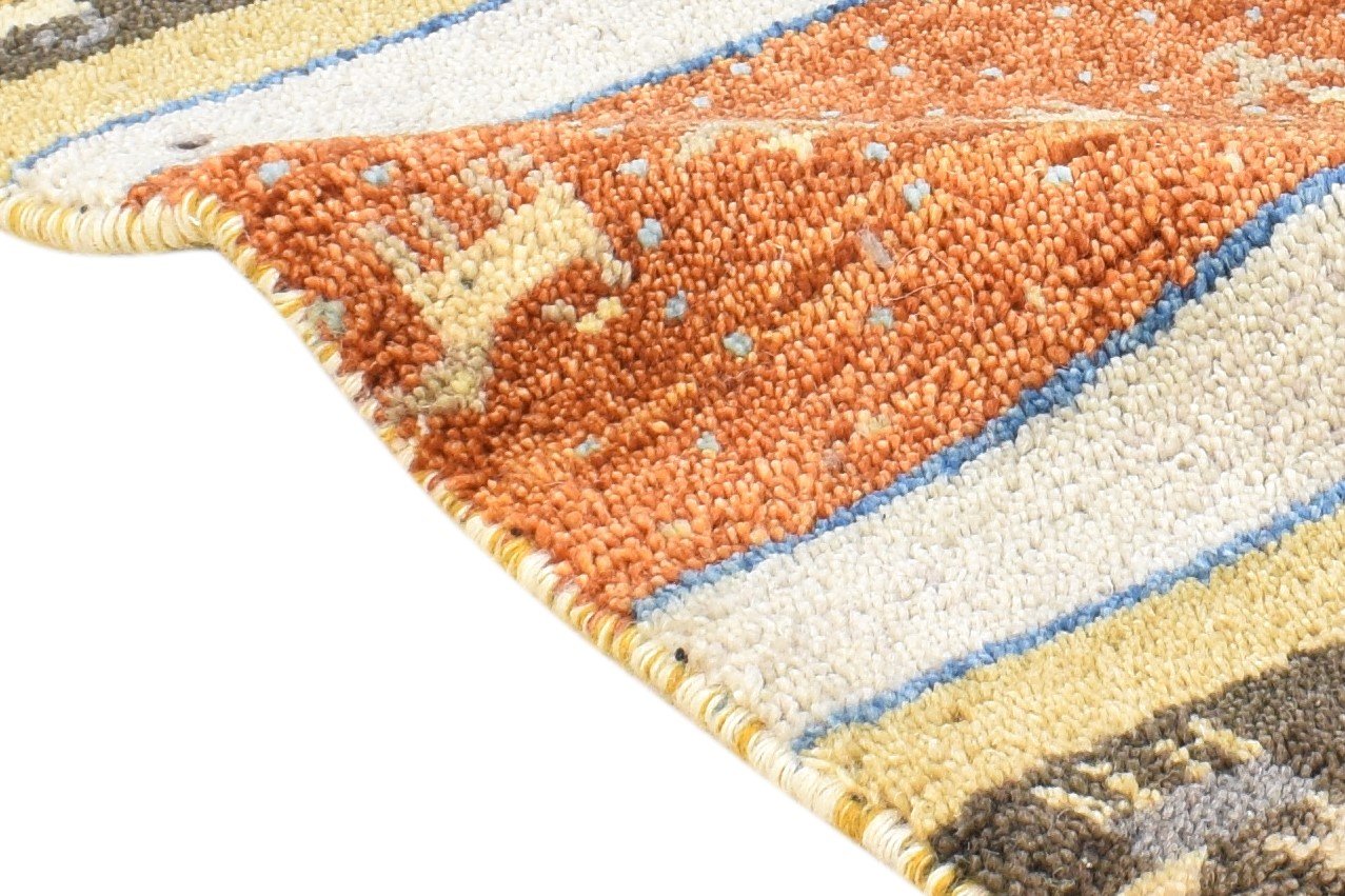 Rust Wool Rug 1' X 2' Southwestern Hand Knotted Gabbeh Striped Small Carpet   7865085034645