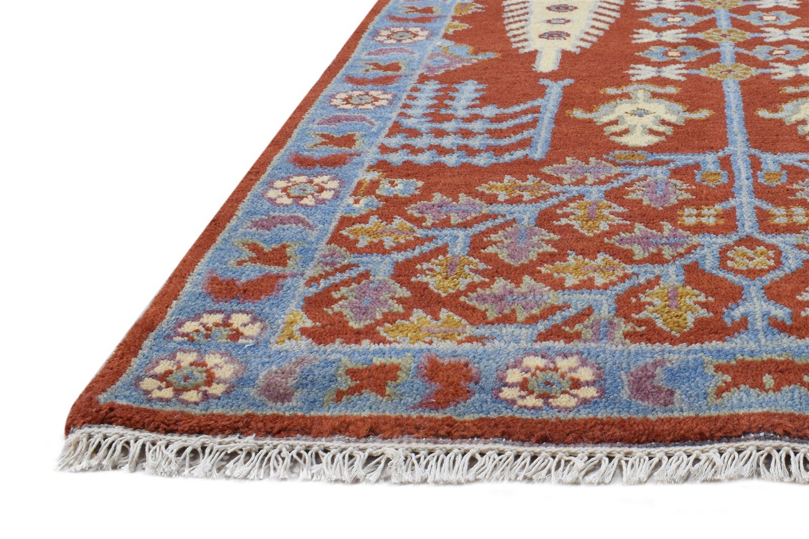 Rust Wool Rug 3' X 5' Persian Hand Knotted Mughal Oriental Small Carpet   7865093259413