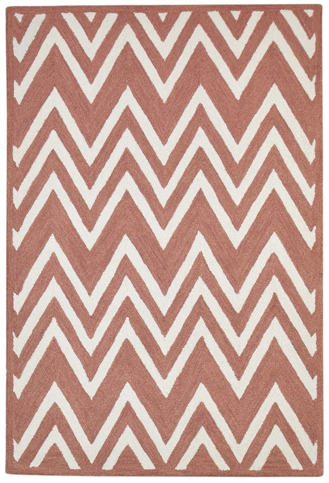 Rust Wool Rug 4' X 6' Modern Hand Tufted Scandinavian Chevron Room Size Carpet   7864306466965