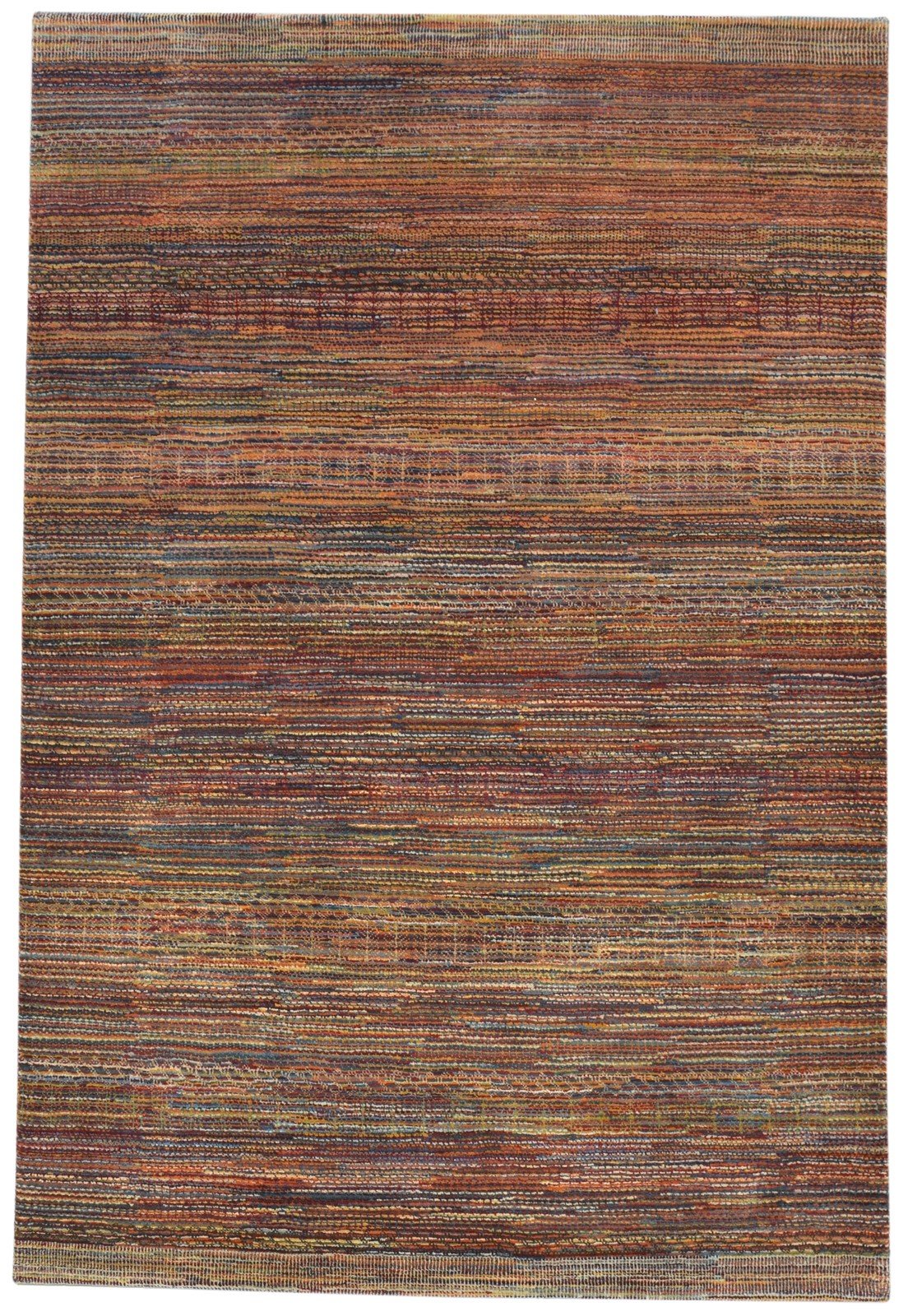 Rust Wool Rug 5' X 8' Modern Hand Knotted Bohemian Striped Room Size Carpet   7864174215317