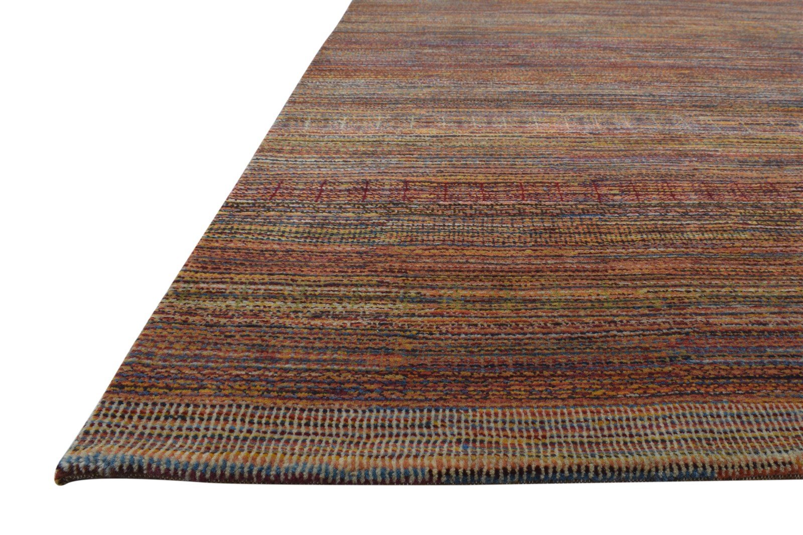 Rust Wool Rug 5' X 8' Modern Hand Knotted Bohemian Striped Room Size Carpet   7864174215317