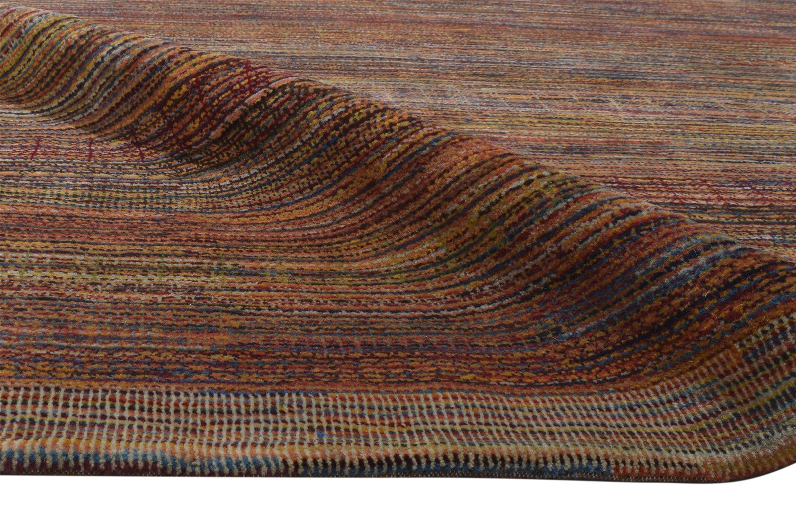 Rust Wool Rug 5' X 8' Modern Hand Knotted Bohemian Striped Room Size Carpet   7864174215317