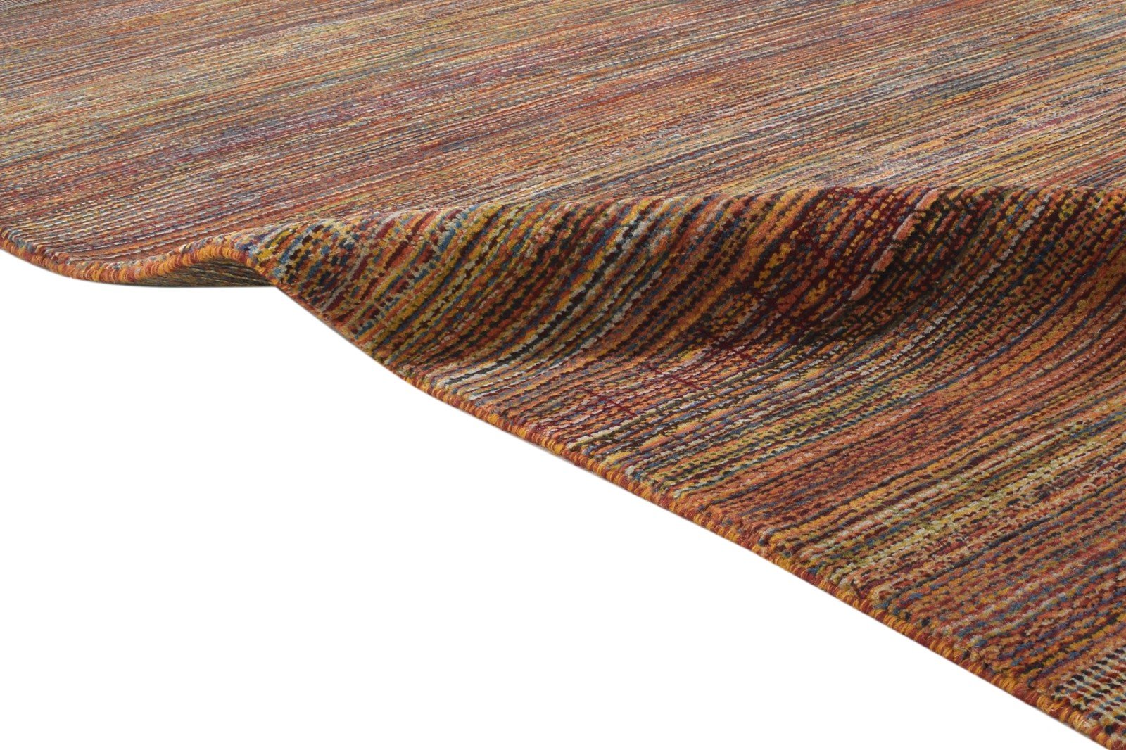 Rust Wool Rug 5' X 8' Modern Hand Knotted Bohemian Striped Room Size Carpet   7864174215317