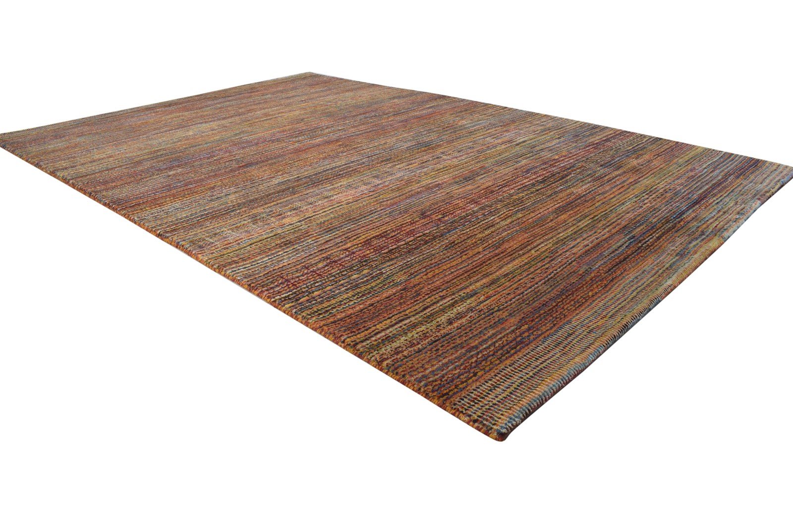 Rust Wool Rug 5' X 8' Modern Hand Knotted Bohemian Striped Room Size Carpet   7864174215317