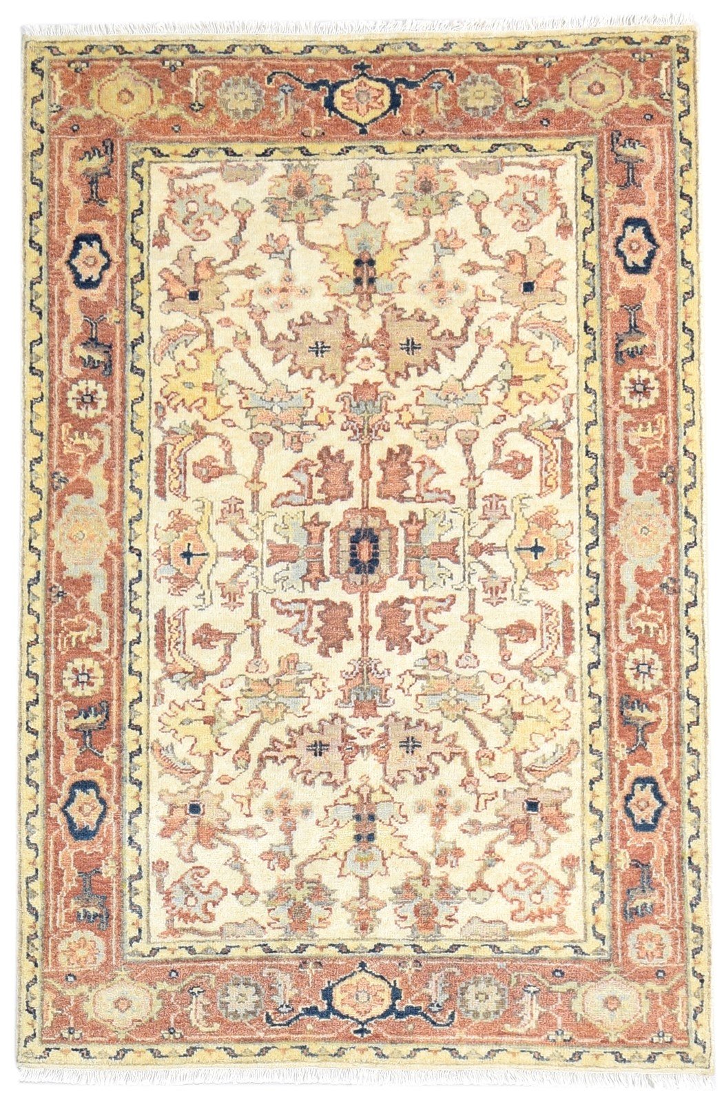 Rust Wool Rug 6' X 6' Persian Hand Knotted Nain Oriental Room Size Carpet   7864996659349