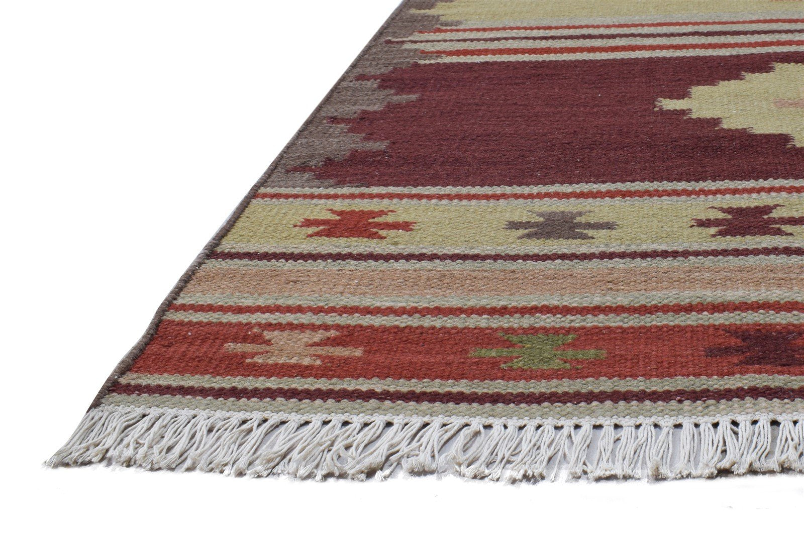 Rust Wool Rug 6' X 8' Southwestern Dhurrie American Tribal Room Size Carpet   7865048694933