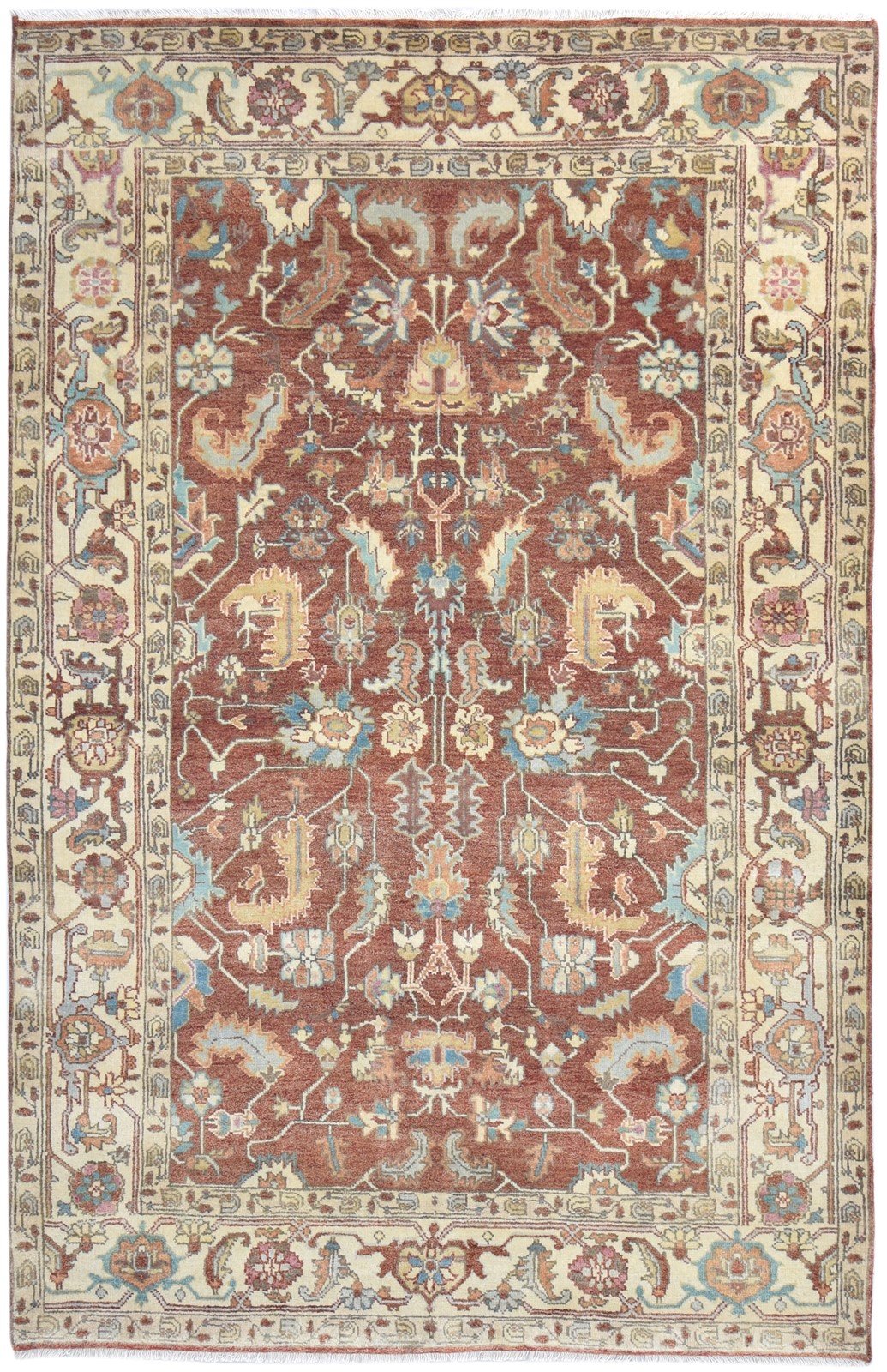 Rust Wool Rug 6' X 9' Persian Hand Knotted Mughal Oriental Room Size Carpet   7865000296597
