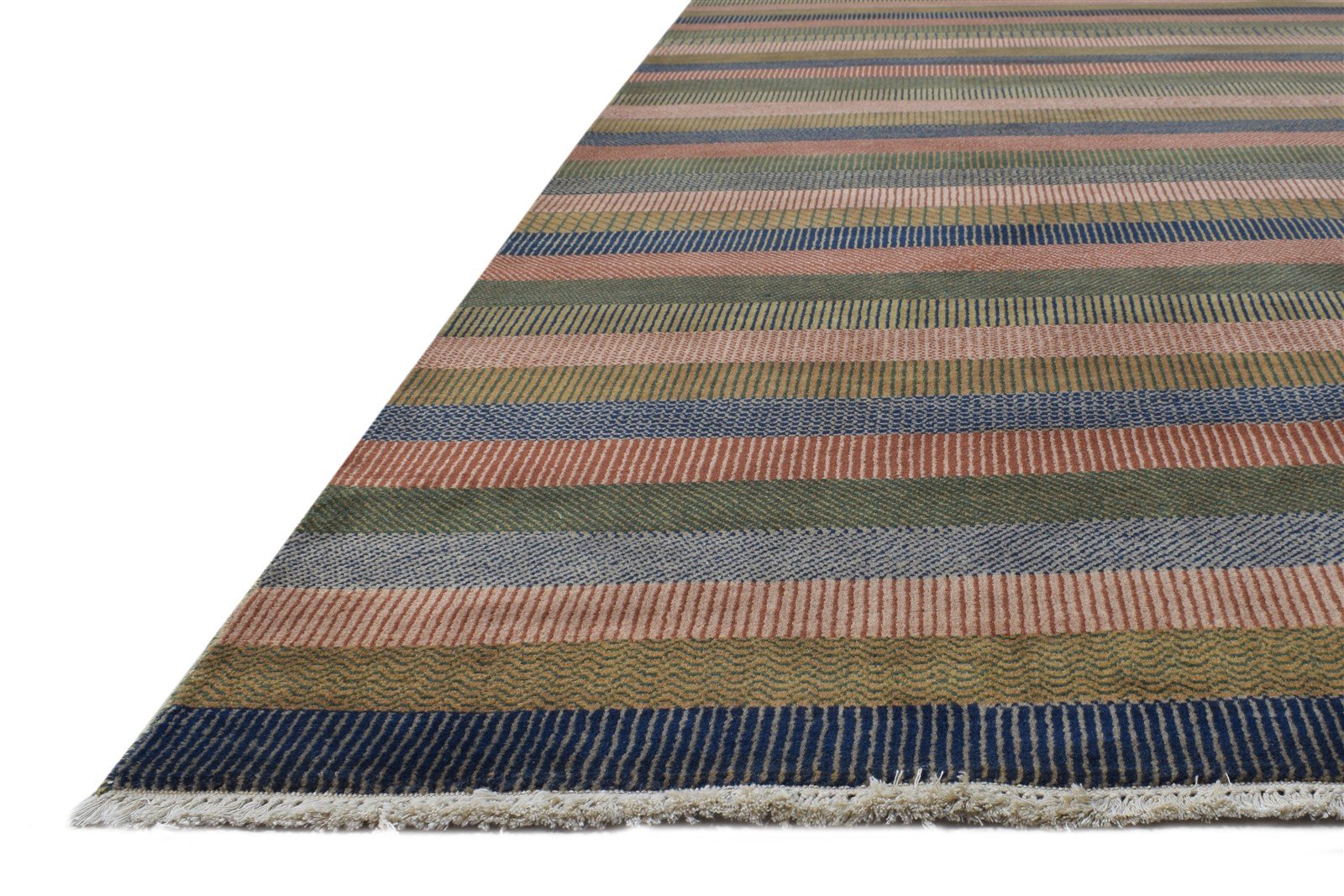 Rust Wool Rug 9' X 12' Modern Hand Knotted Scandinavian Striped Large Carpet   7864620712085