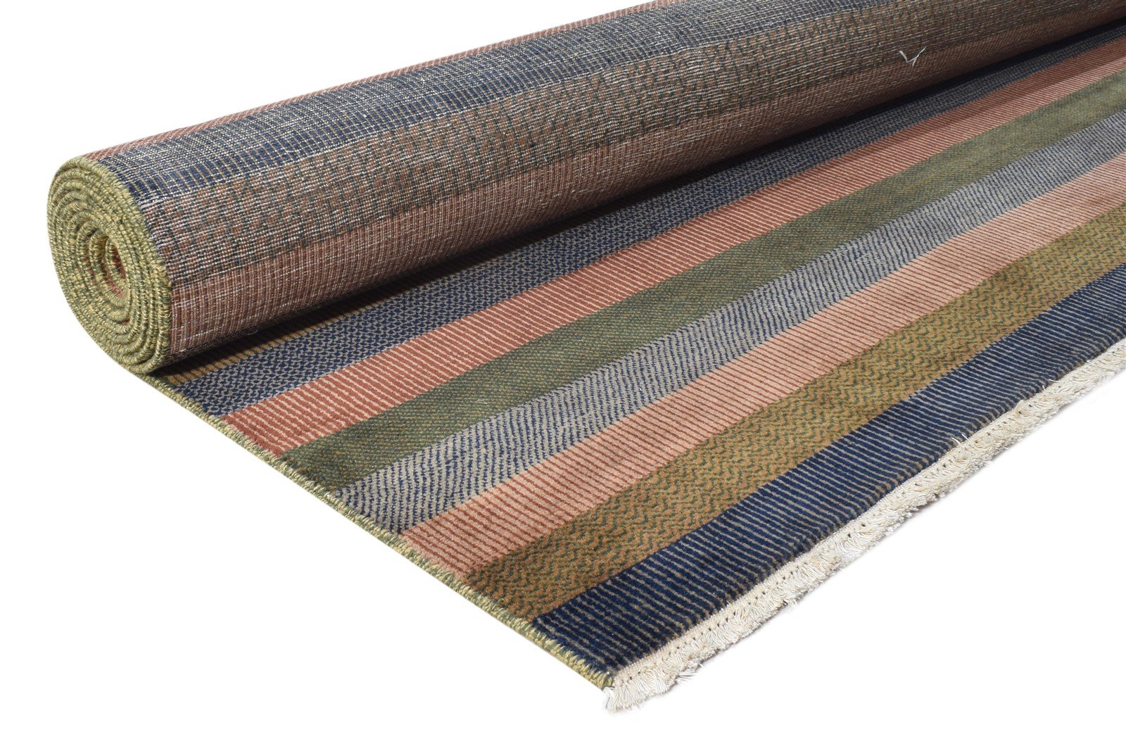 Josee Rust Wool Rug 9' X 12' Modern Hand Knotted Scandinavian Striped   7864620712085