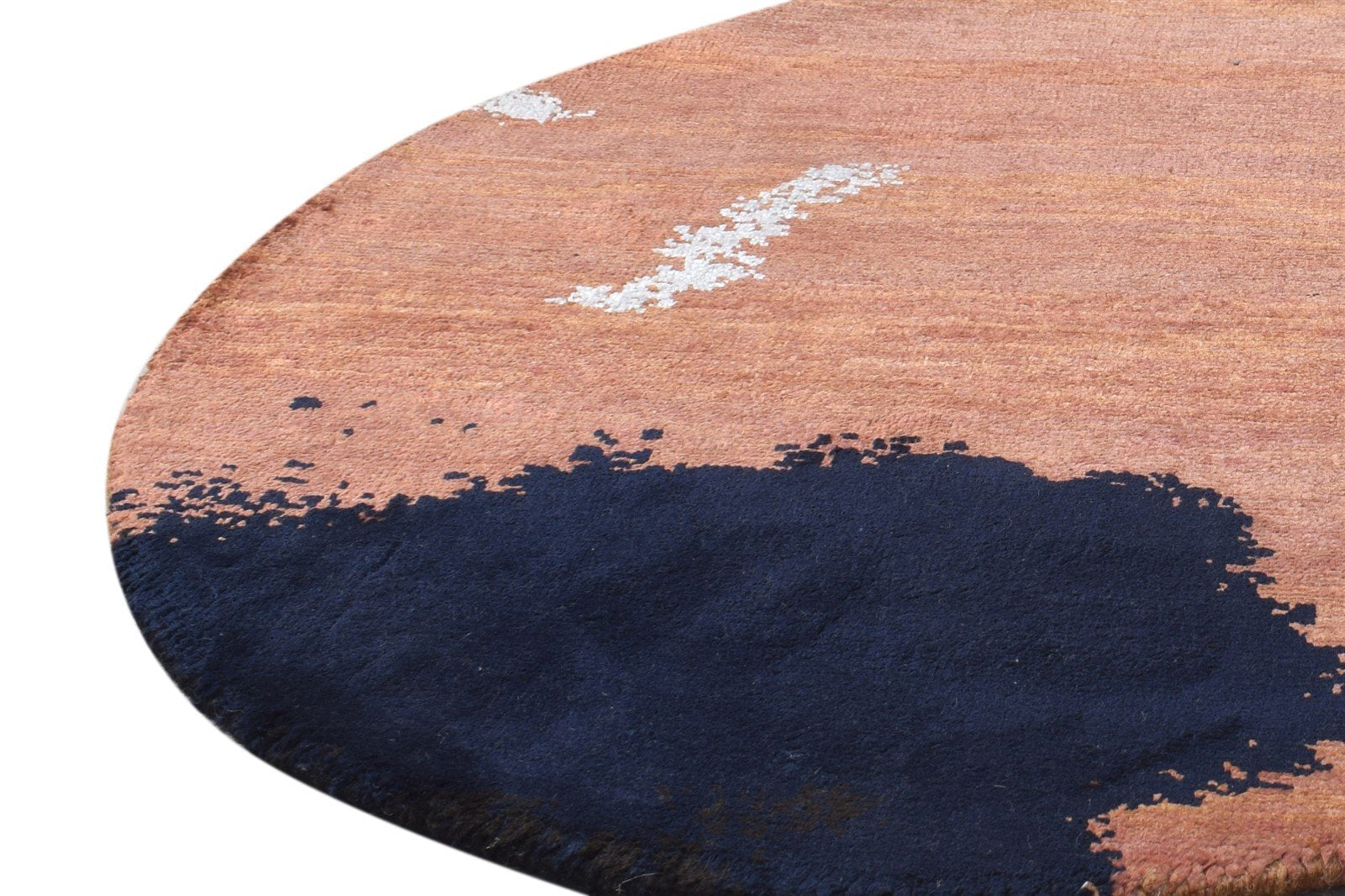 Rust Wool / Silk Rug 2' X 2' Modern Hand Knotted Indian Abstract Small Round   7864589648021