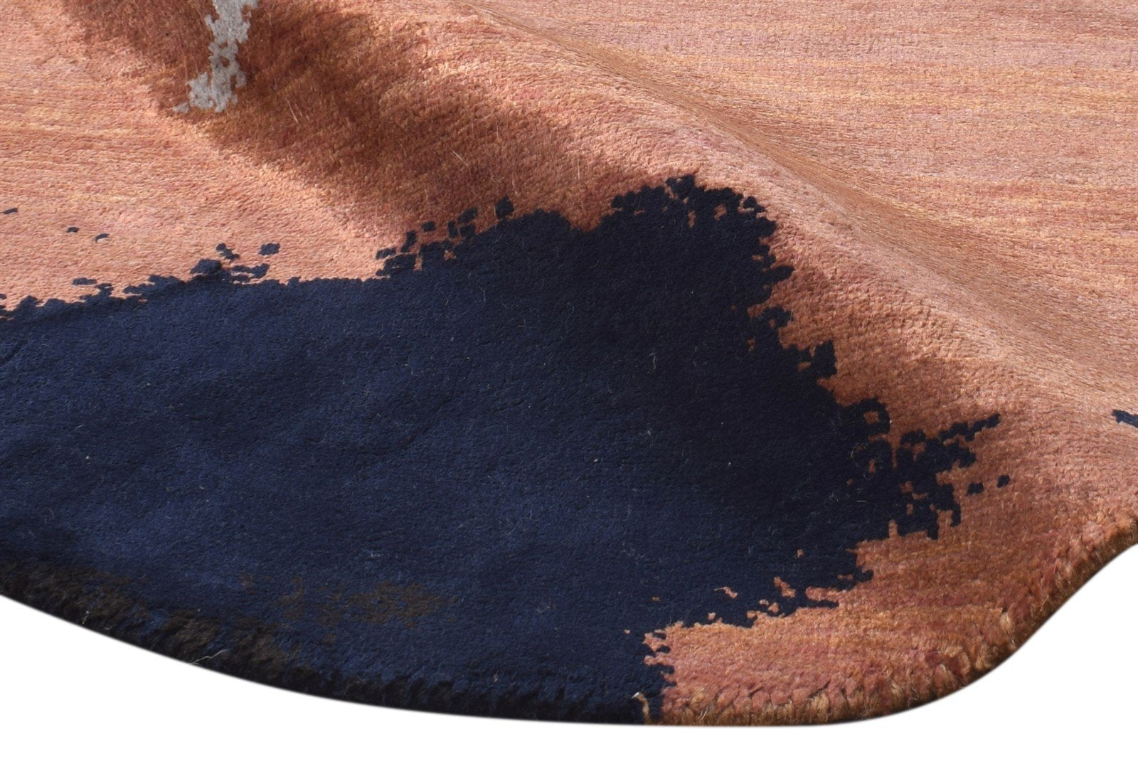Rust Wool / Silk Rug 2' X 2' Modern Hand Knotted Indian Abstract Small Round   7864589648021