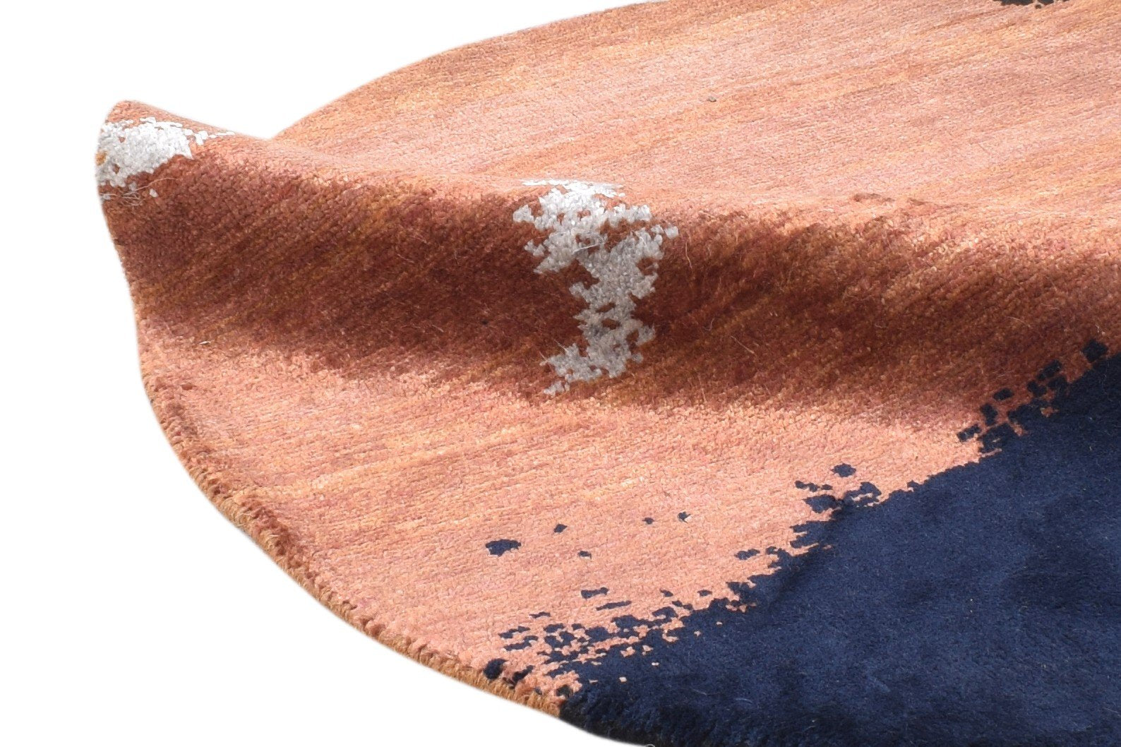 Rust Wool / Silk Rug 2' X 2' Modern Hand Knotted Indian Abstract Small Round   7864589648021