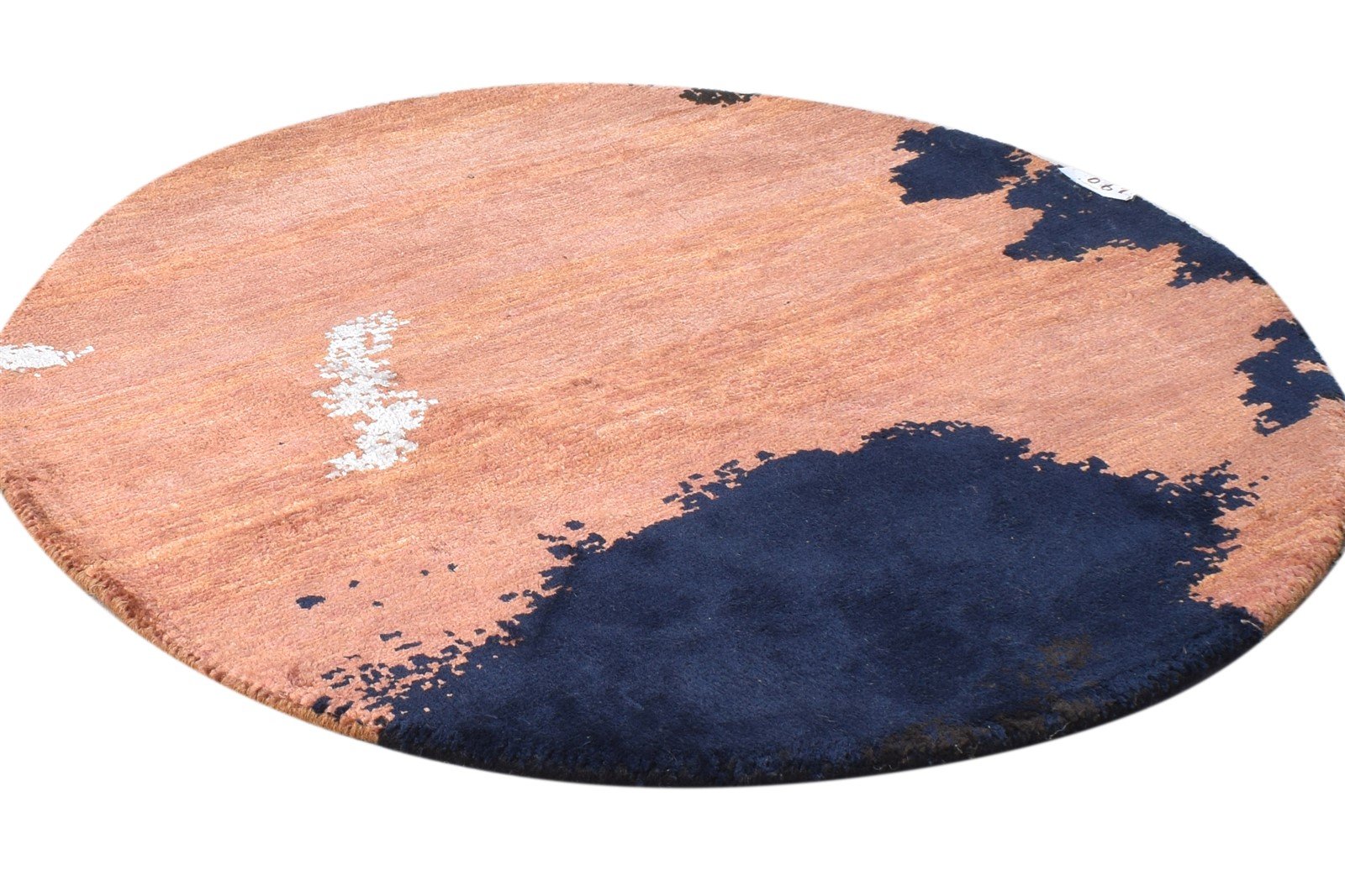 Rust Wool / Silk Rug 2' X 2' Modern Hand Knotted Indian Abstract Small Round   7864589648021