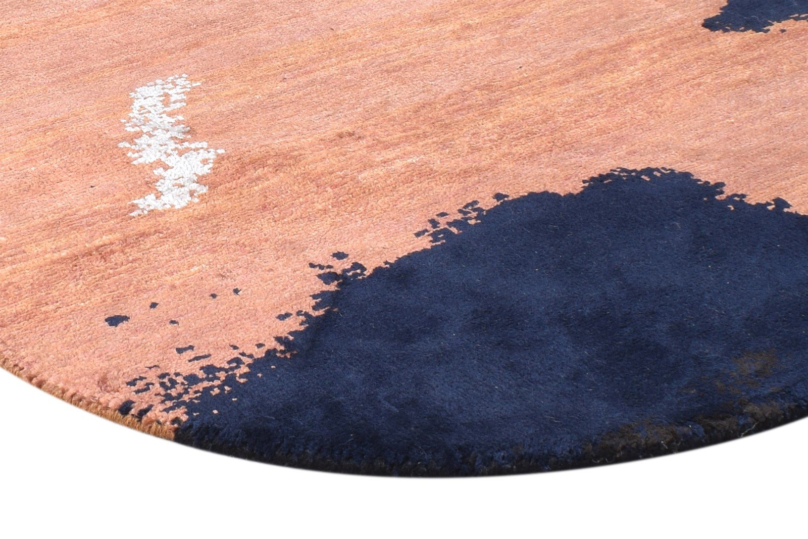 Rust Wool / Silk Rug 2' X 2' Modern Hand Knotted Indian Abstract Small Round   7864589648021