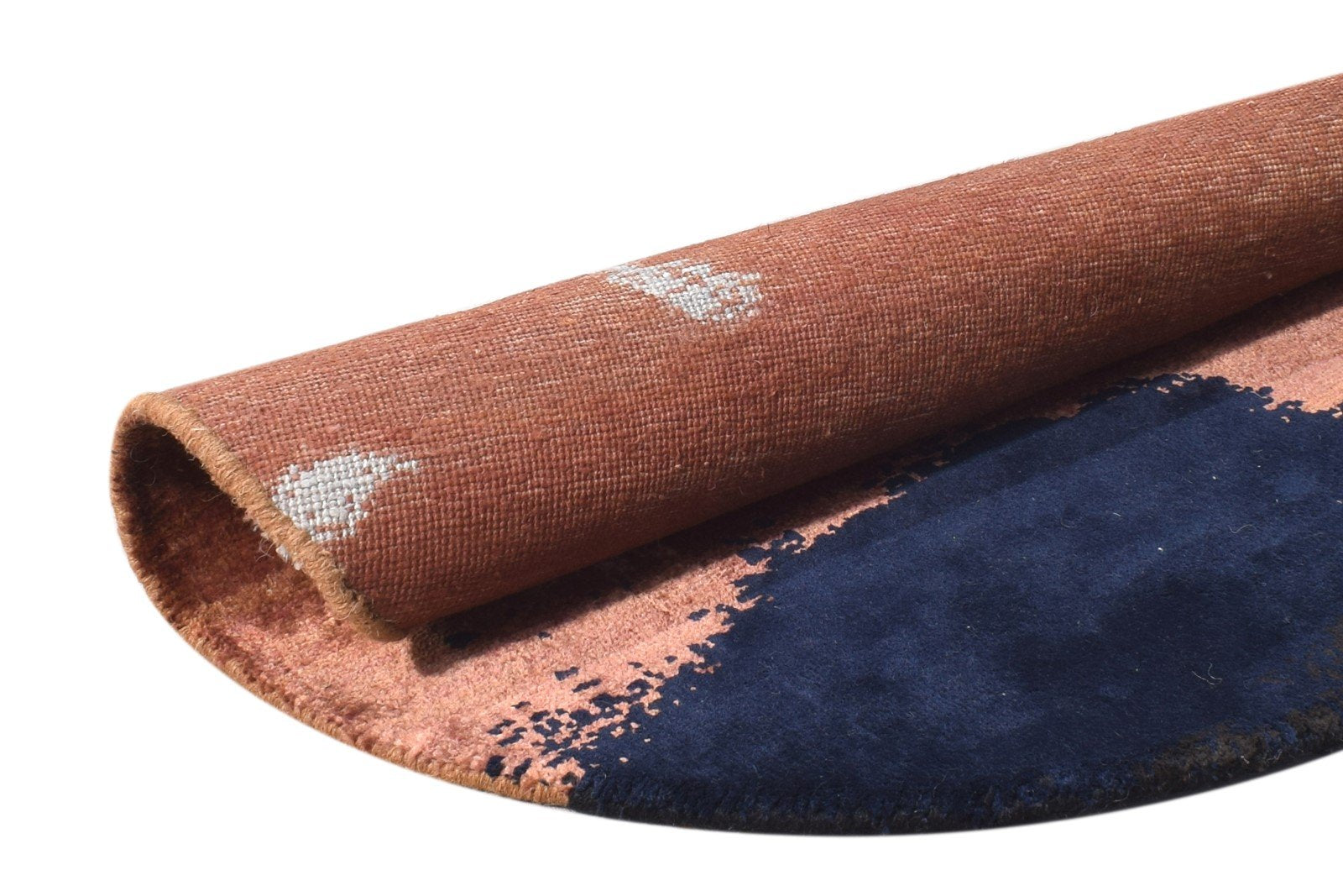 Rust Wool / Silk Rug 2' X 2' Modern Hand Knotted Indian Abstract Small Round   7864589648021