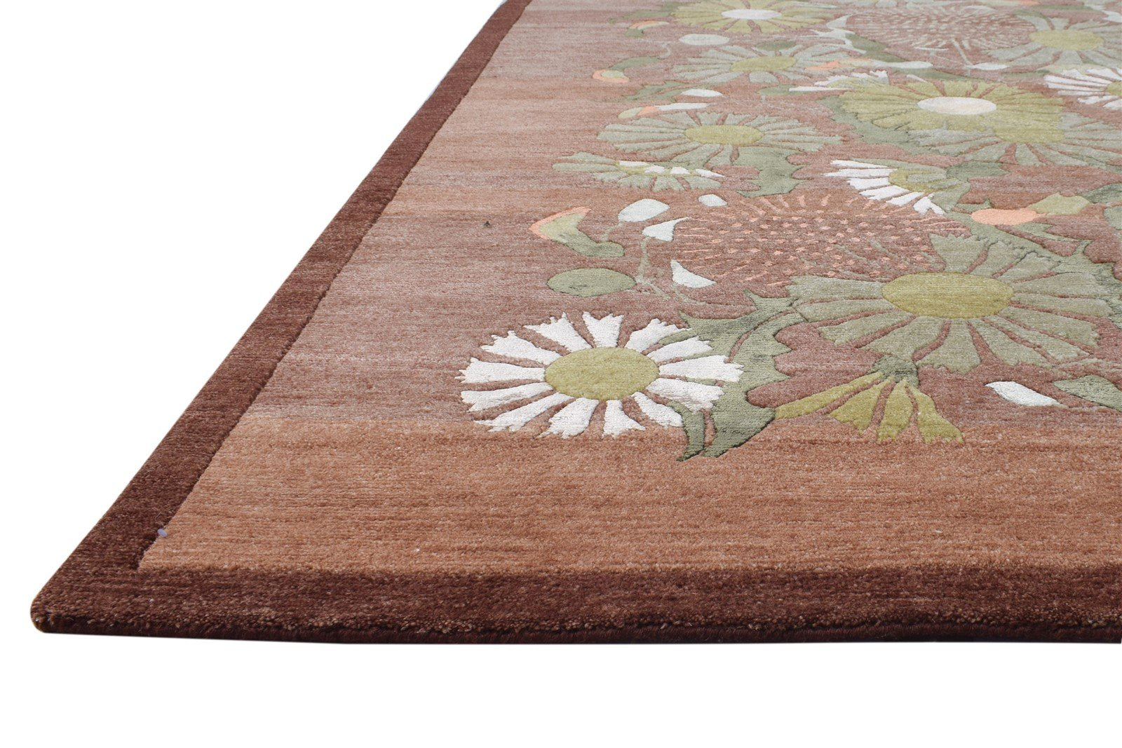 Rust Wool / Silk Rug 6' X 9' Modern Hand Knotted French Floral Room Size Carpet   7865097093269