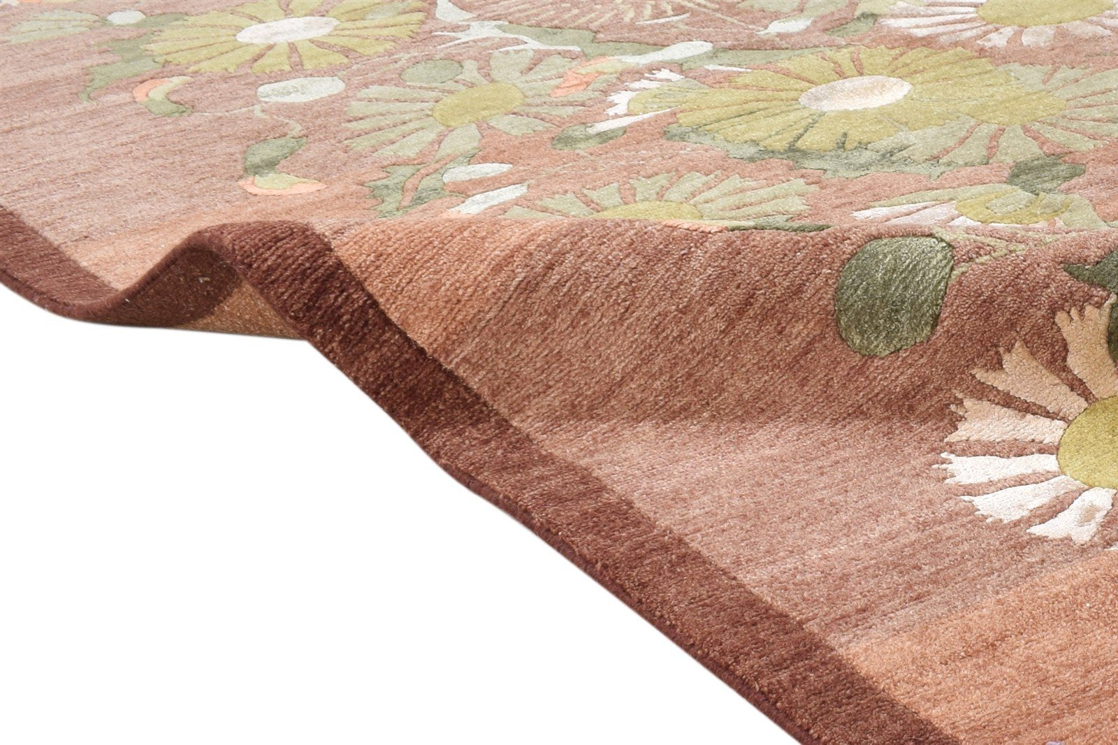 Rust Wool / Silk Rug 6' X 9' Modern Hand Knotted French Floral Room Size Carpet   7865097093269