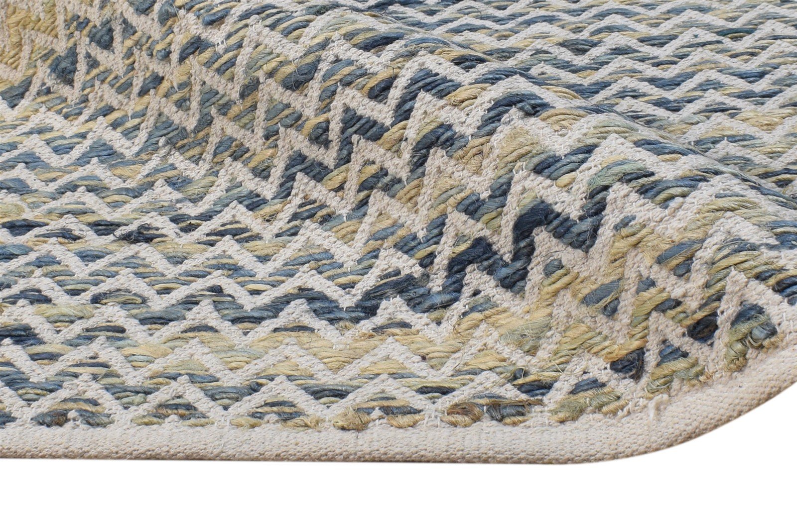 Saba Beige Wool Rug 5' X 8' Modern Dhurrie Scandinavian Chevron   7865049088149