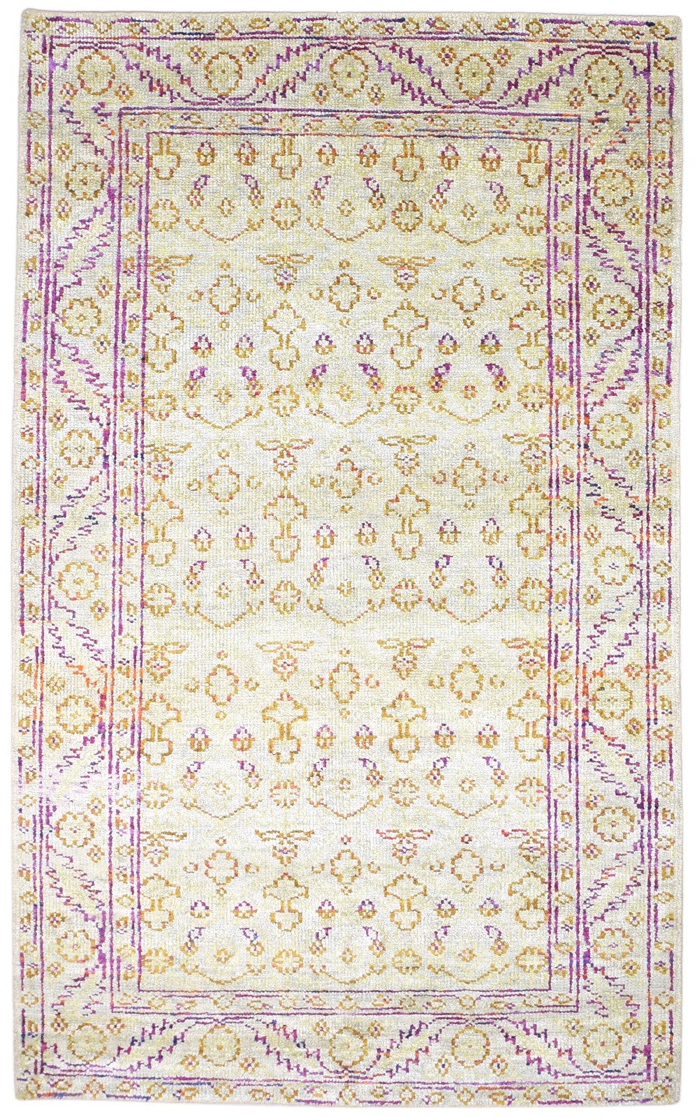 Sage Silk Rug 5' X 8' Modern Hand Knotted Bohemian Oriental Room Size Carpet   7864097898645