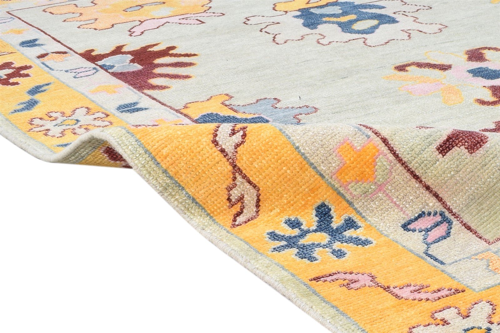Gene Sage Wool Rug 5' X 7' Persian Hand Knotted Oushak Oriental   7865140510869