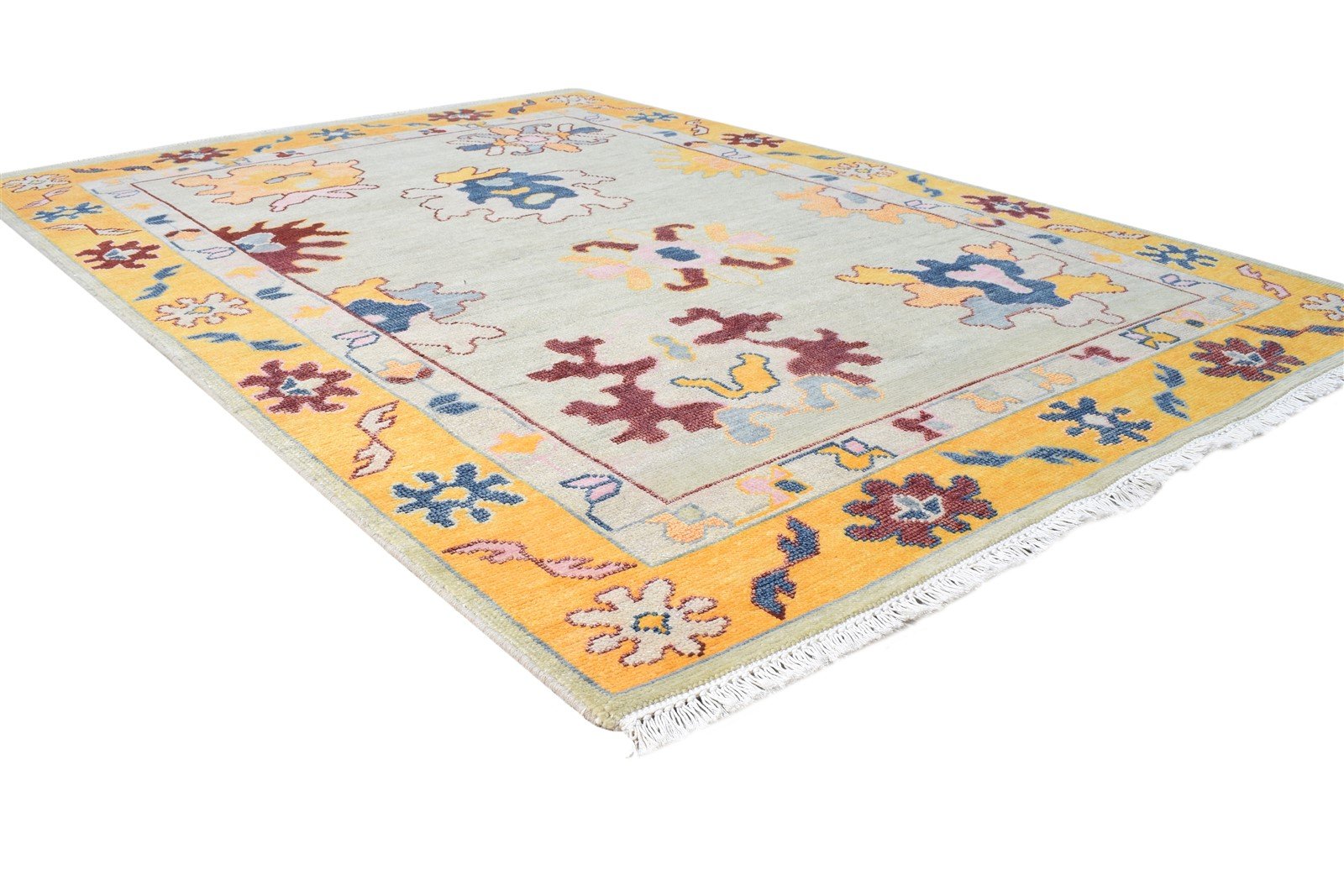 Gene Sage Wool Rug 5' X 7' Persian Hand Knotted Oushak Oriental   7865140510869