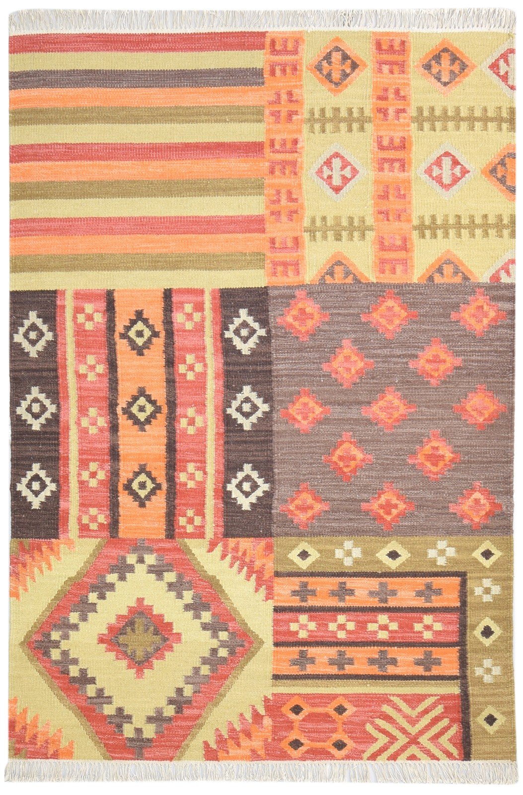 Sage Wool Rug 5' X 7' Southwestern Dhurrie American Tribal Room Size Carpet   7865049710741