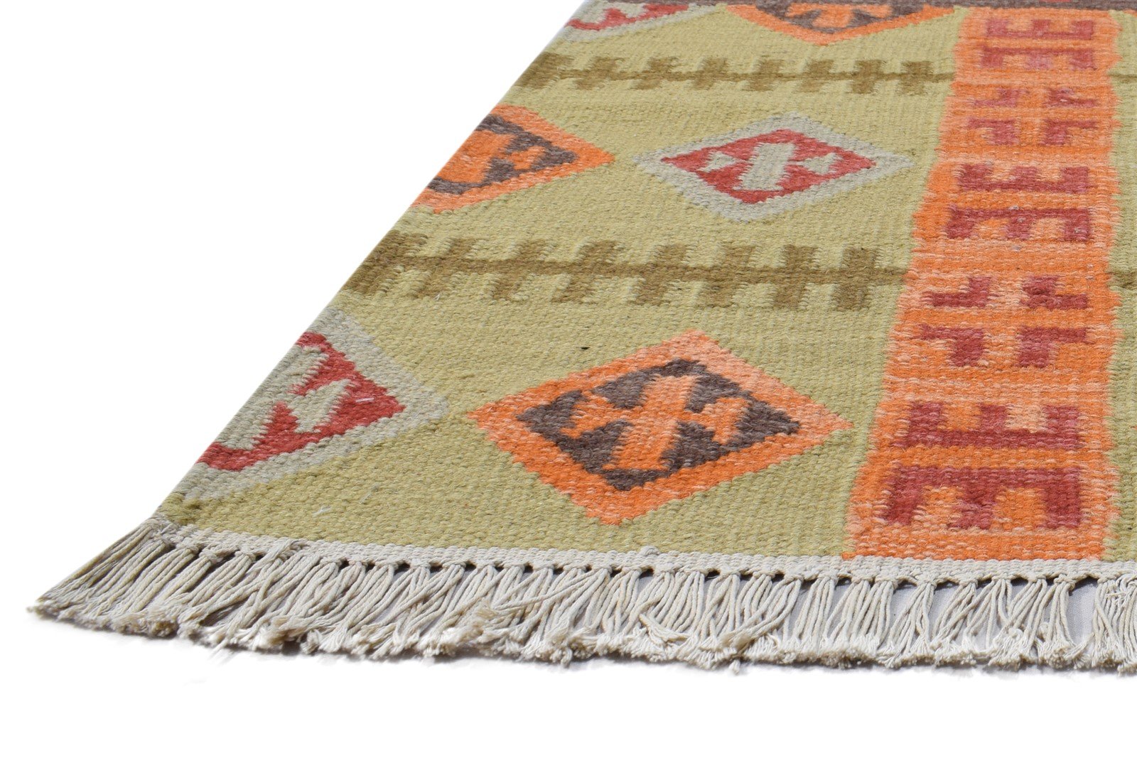 Sage Wool Rug 5' X 7' Southwestern Dhurrie American Tribal Room Size Carpet   7865049710741