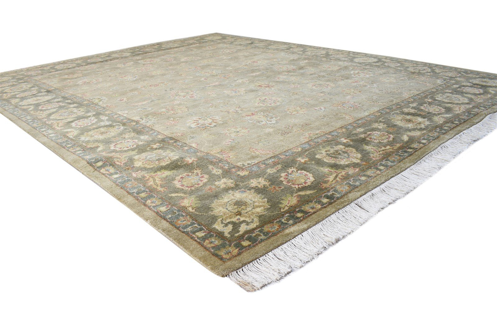 Sage Wool Rug 8' X 9' Persian Hand Knotted Kashan Oriental Large Carpet   7864633426069