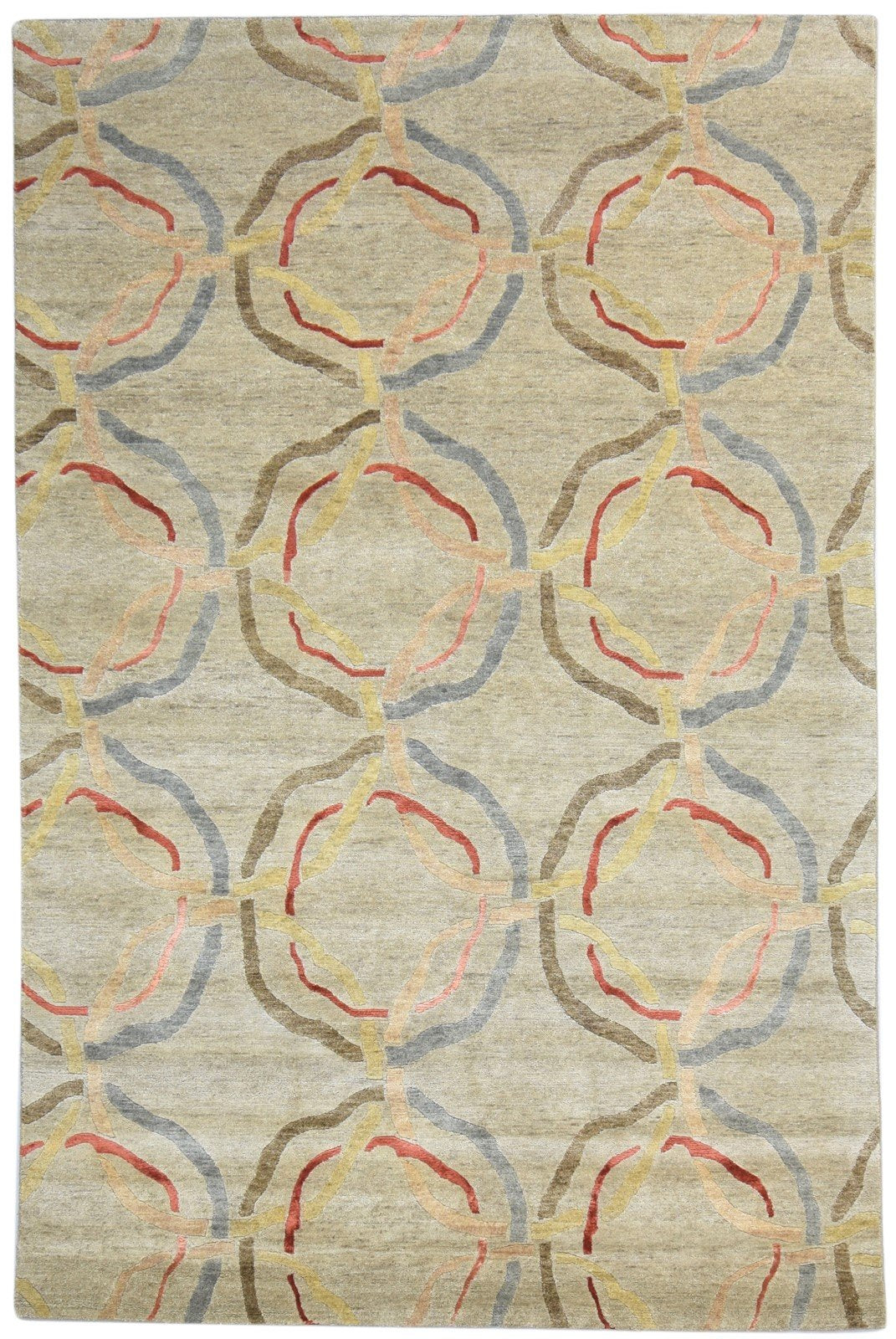 Sage Wool / Silk Rug 6X9 Modern Hand Knotted Moroccan Abstract Room Size Carpet   7865071435925