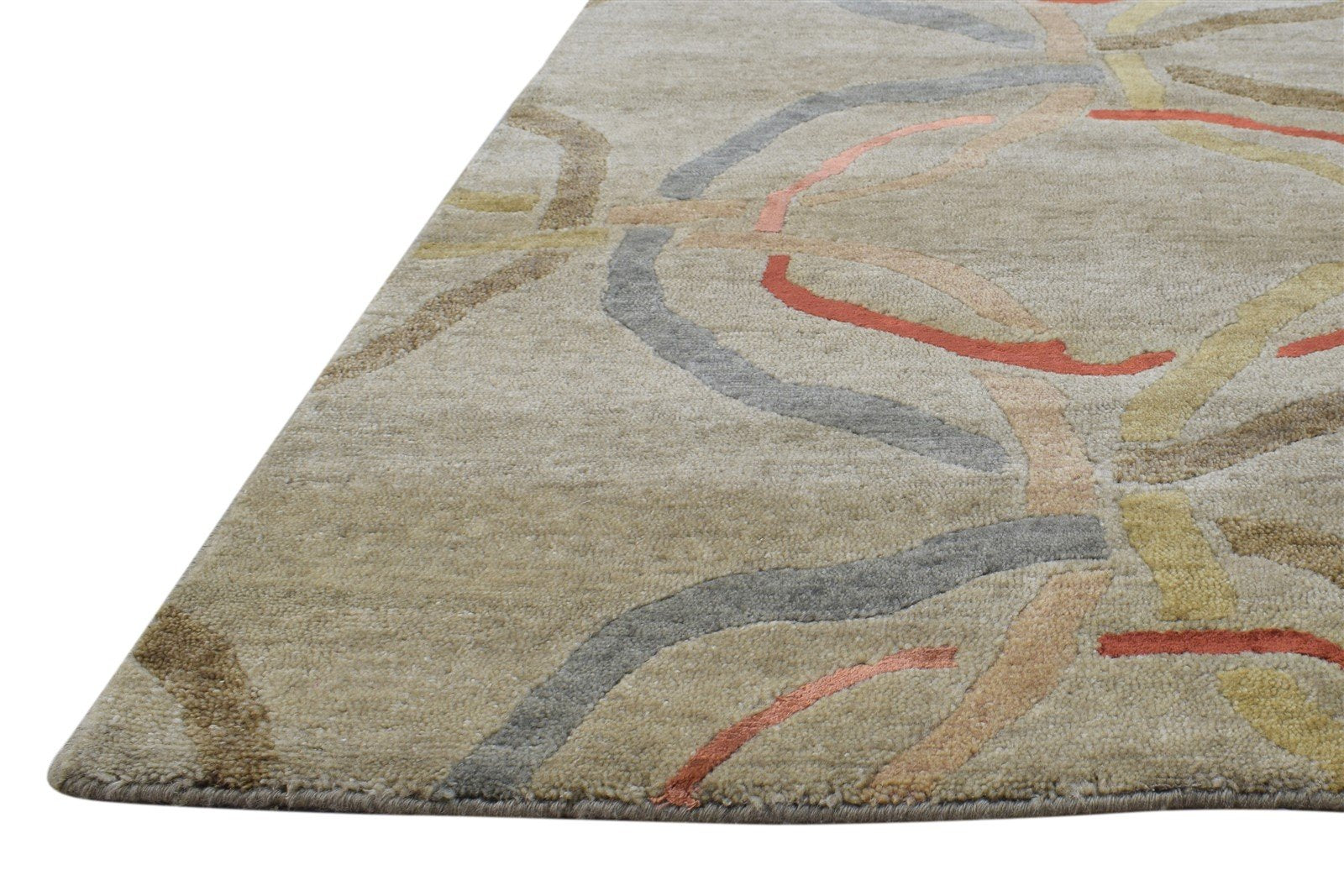 Sage Wool / Silk Rug 6X9 Modern Hand Knotted Moroccan Abstract Room Size Carpet   7865071435925
