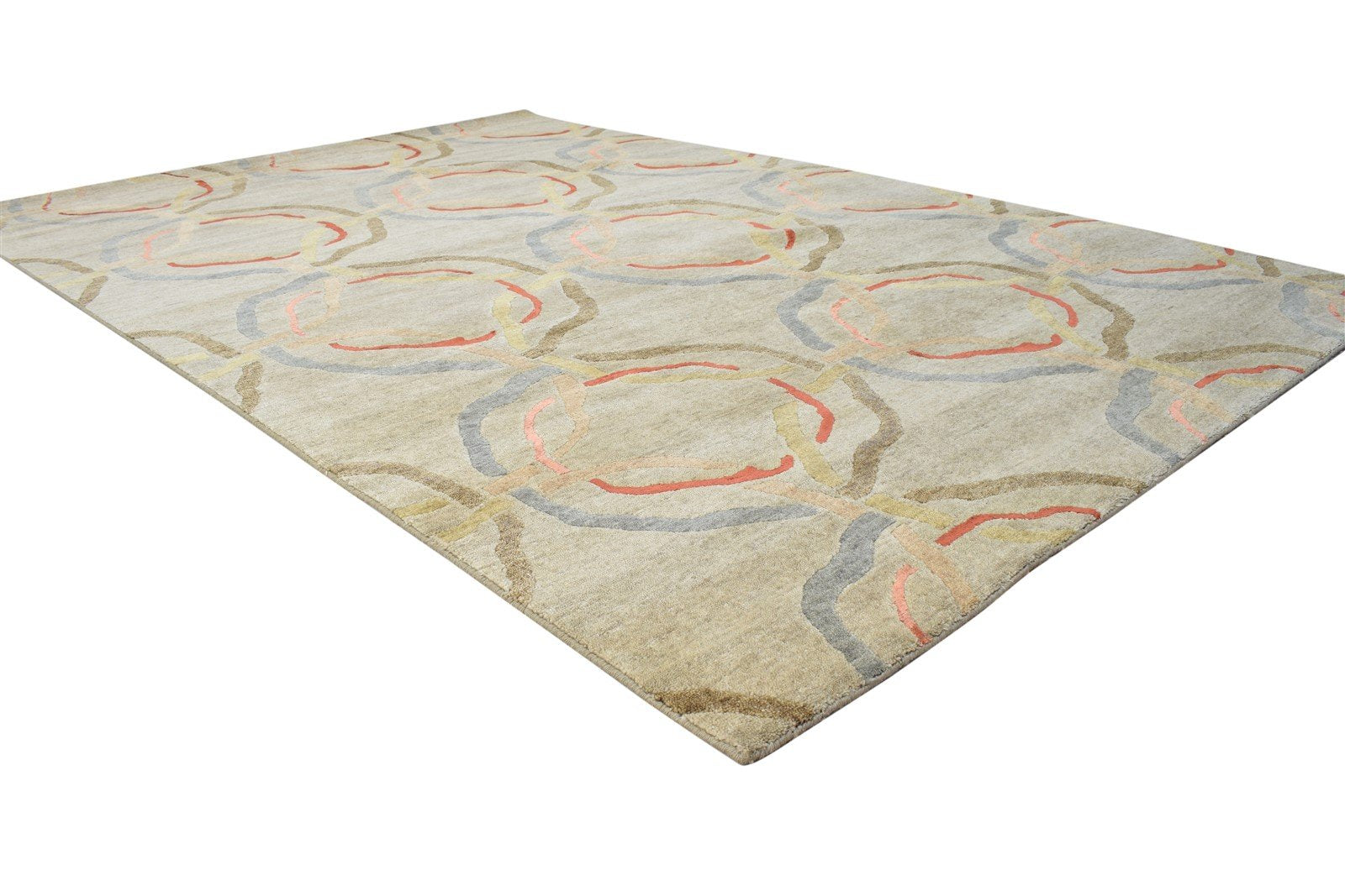 Sage Wool / Silk Rug 6X9 Modern Hand Knotted Moroccan Abstract Room Size Carpet   7865071435925